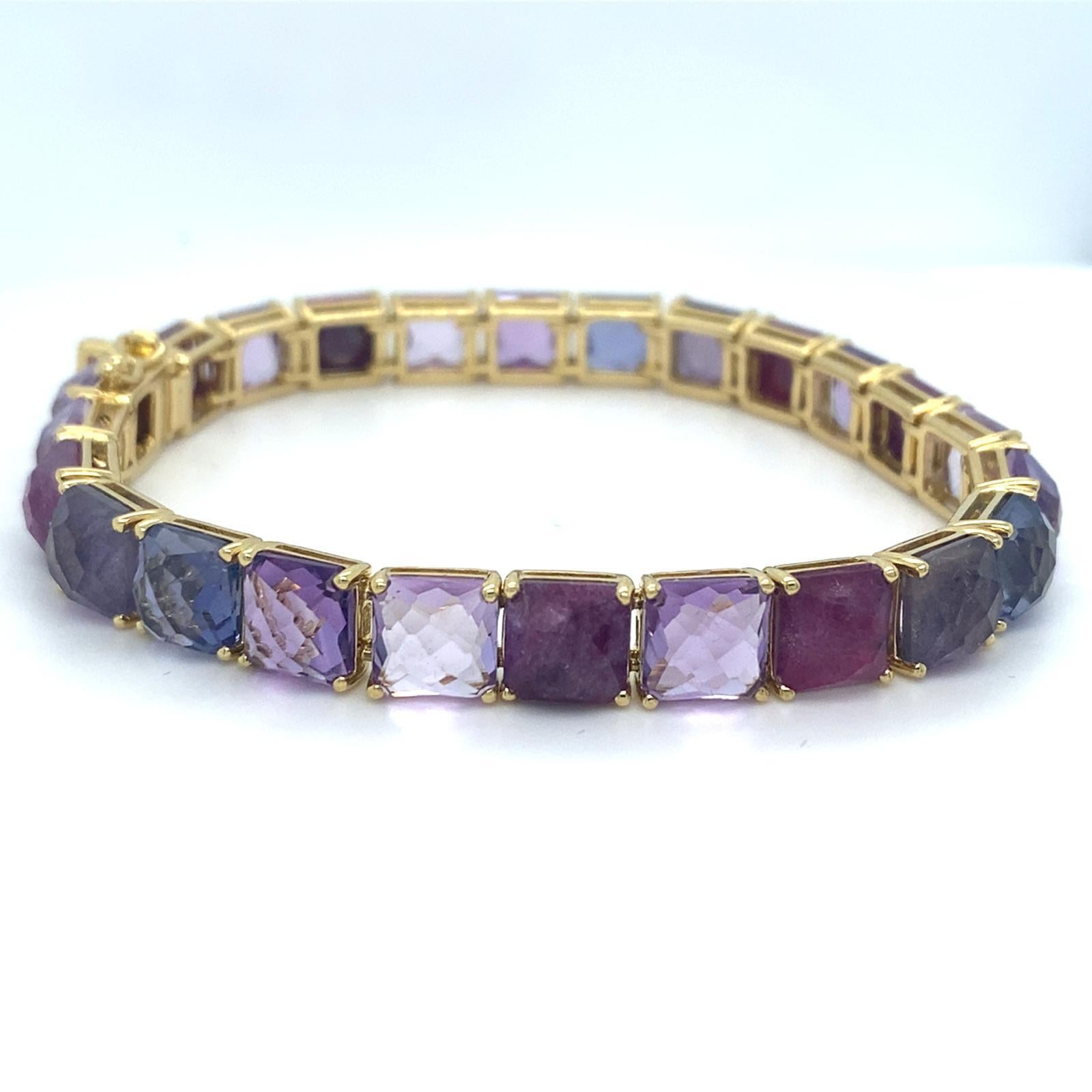 Ippolita 18k Gelbgold & Rosa/Purple Edelsteinarmband, Größe 7,25 im Angebot 2