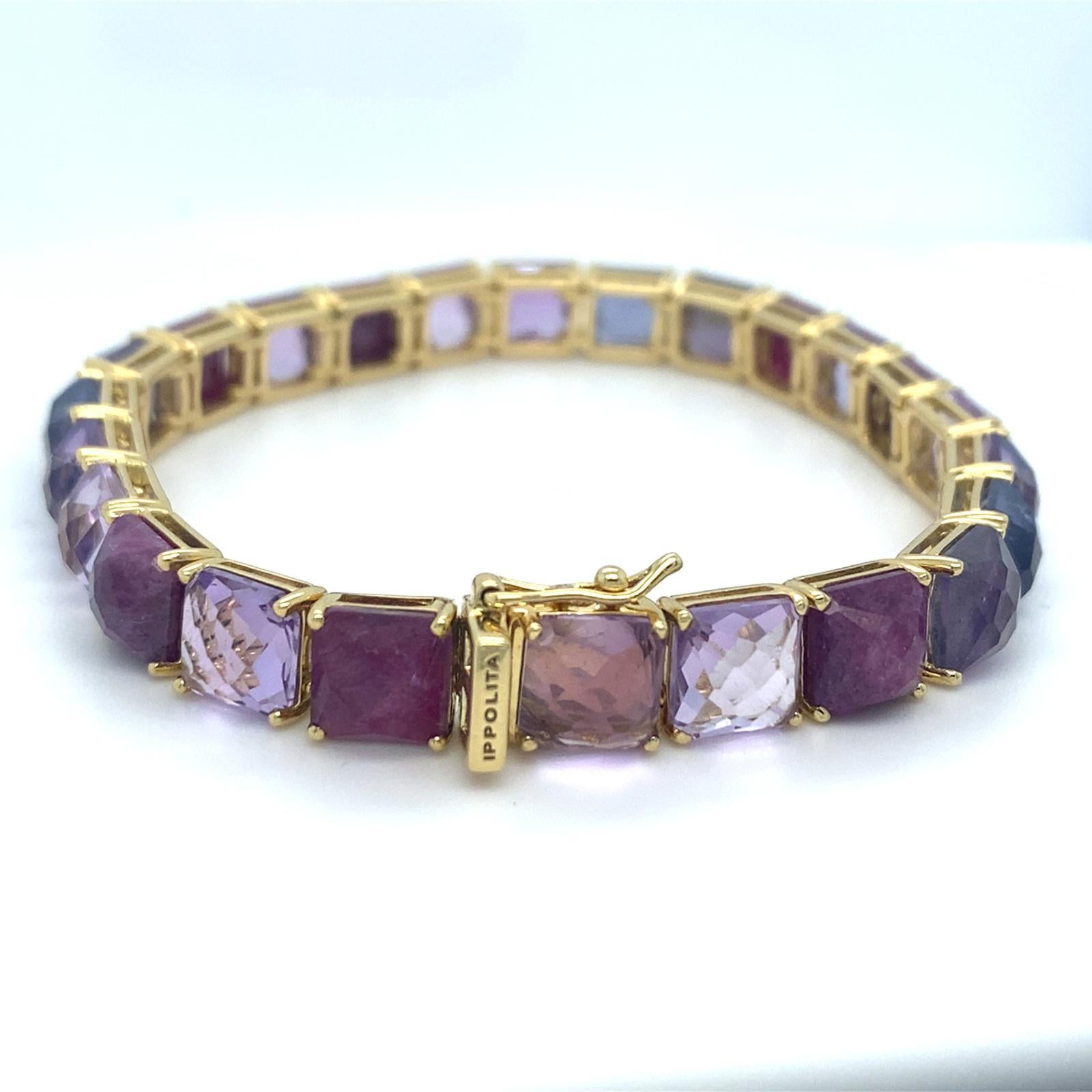 Ippolita 18k Gelbgold & Rosa/Purple Edelsteinarmband, Größe 7,25 im Angebot 3