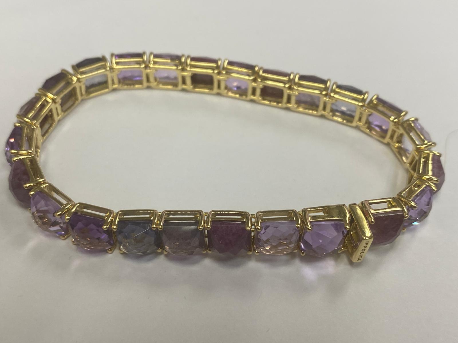 Ippolita 18k Gelbgold & Rosa/Purple Edelsteinarmband, Größe 7,25 im Angebot 4