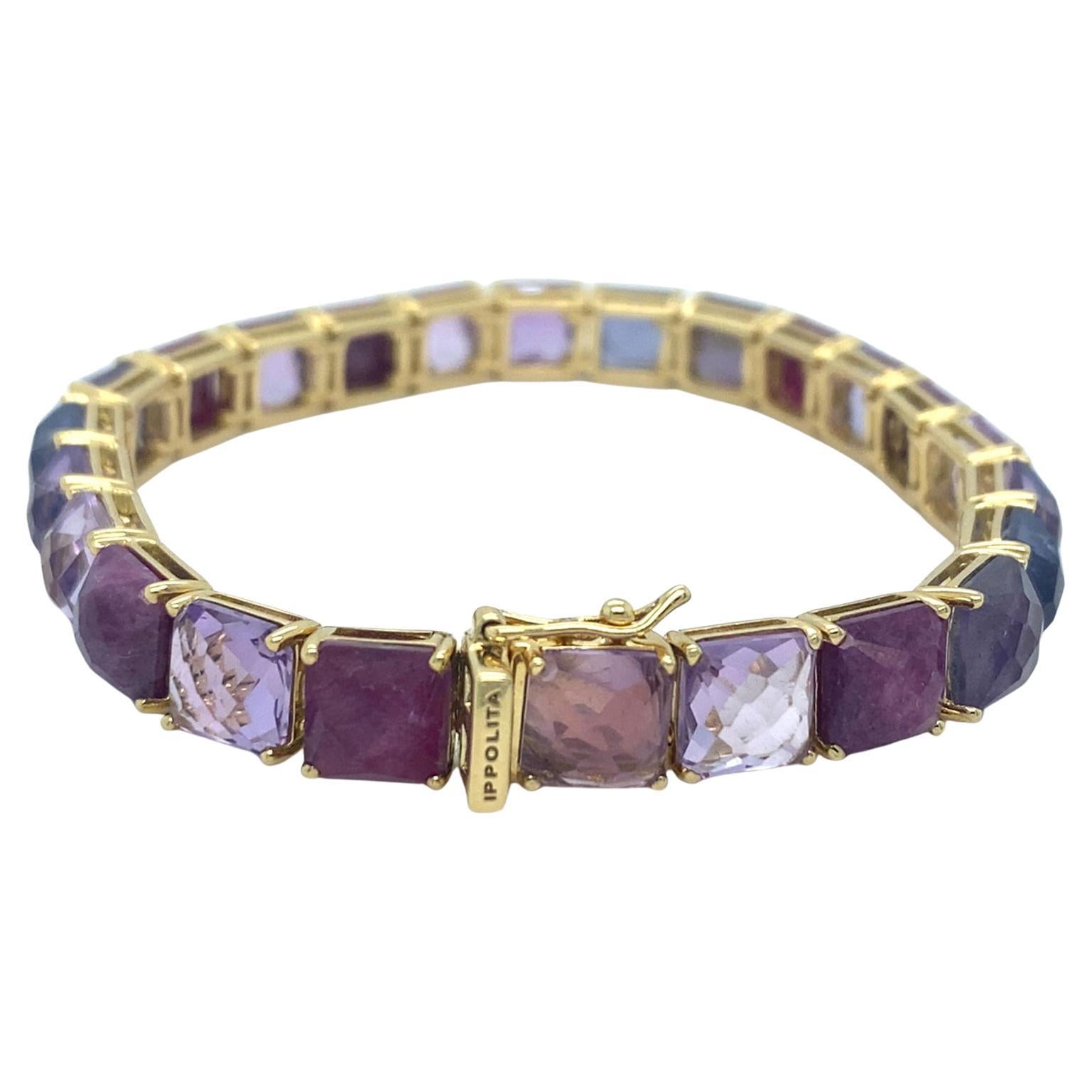 Ippolita 18k Gelbgold & Rosa/Purple Edelsteinarmband, Größe 7,25