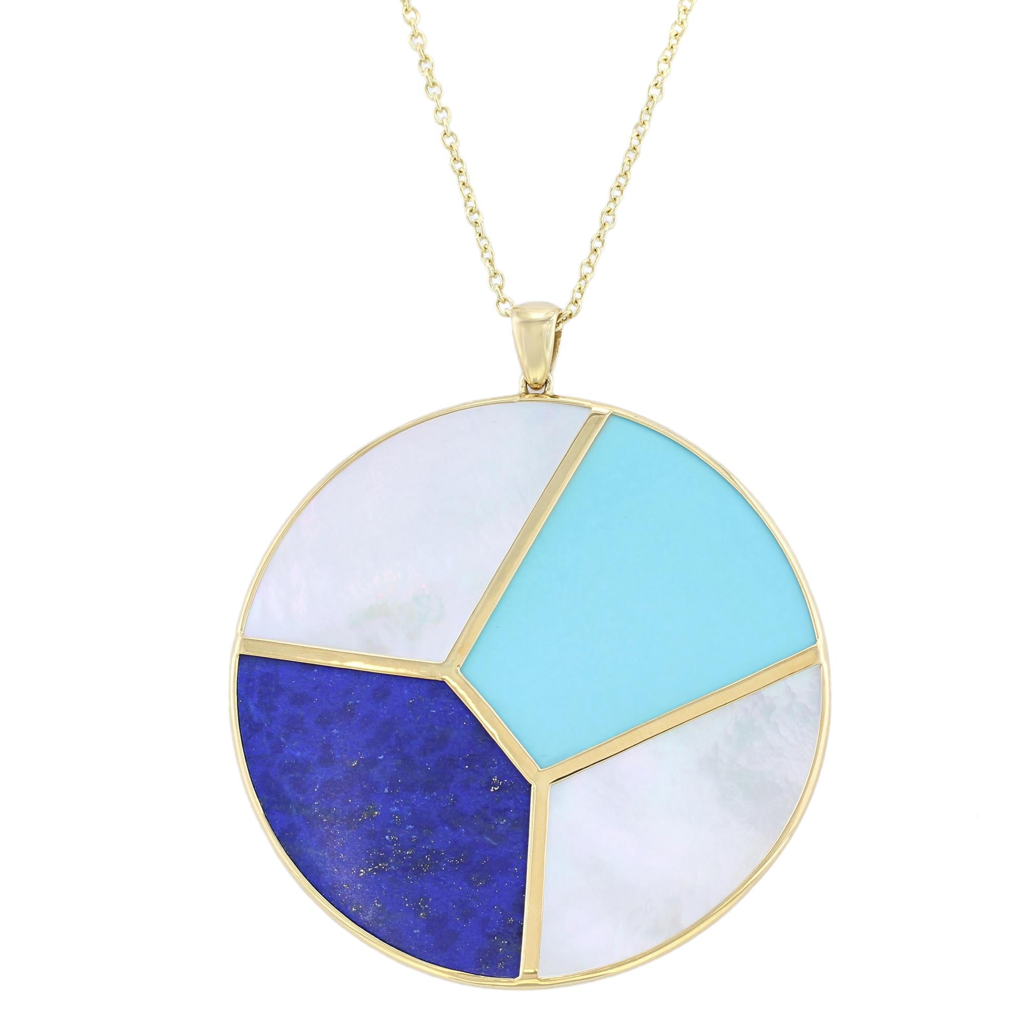 The history of mosaic goes back thousands of years, but we've never seen the ancient art form look more modern than in this multi-stone Ippolita necklace.
Made in 18K Gold Polished Rock Candy Mosaic Large Round Pendant Necklace in Viareggio is a