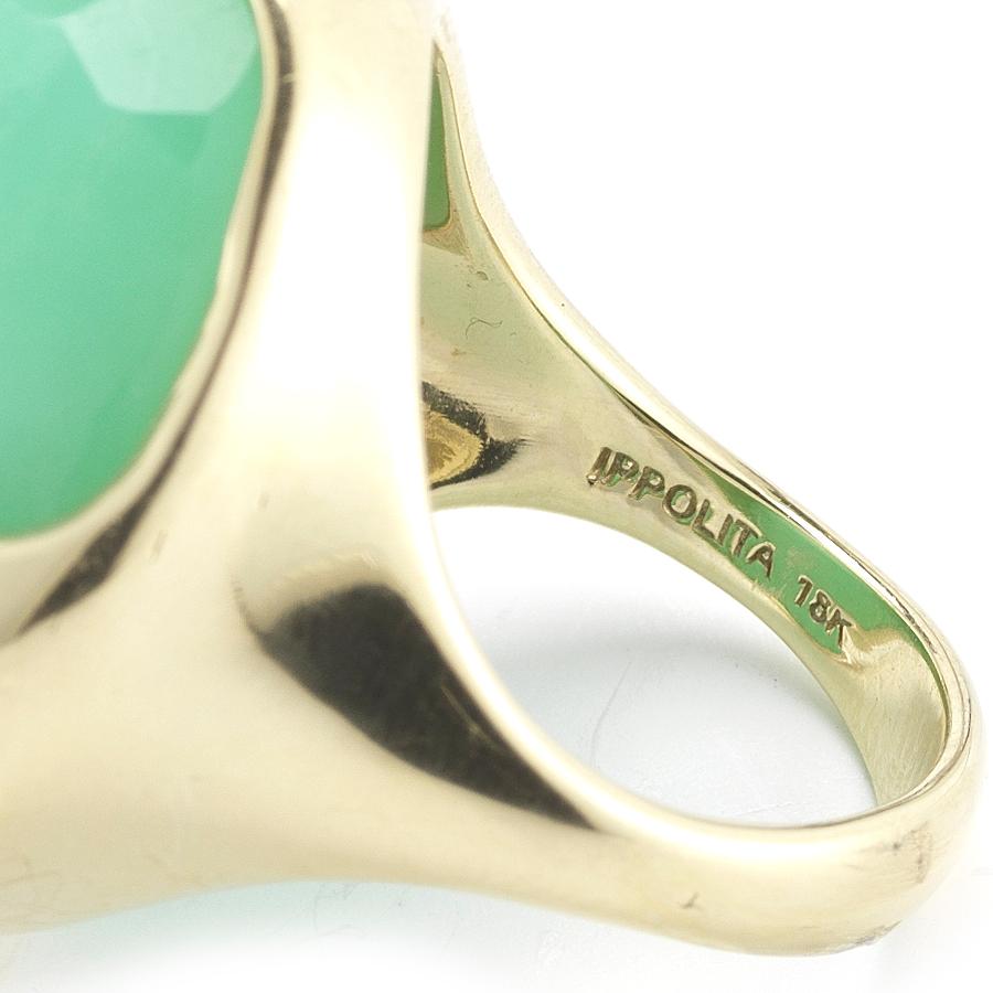 Oval Cut Ippolita 18 Karat Yellow Gold Rock Candy Chrysoprase Large Oval Cocktail Ring