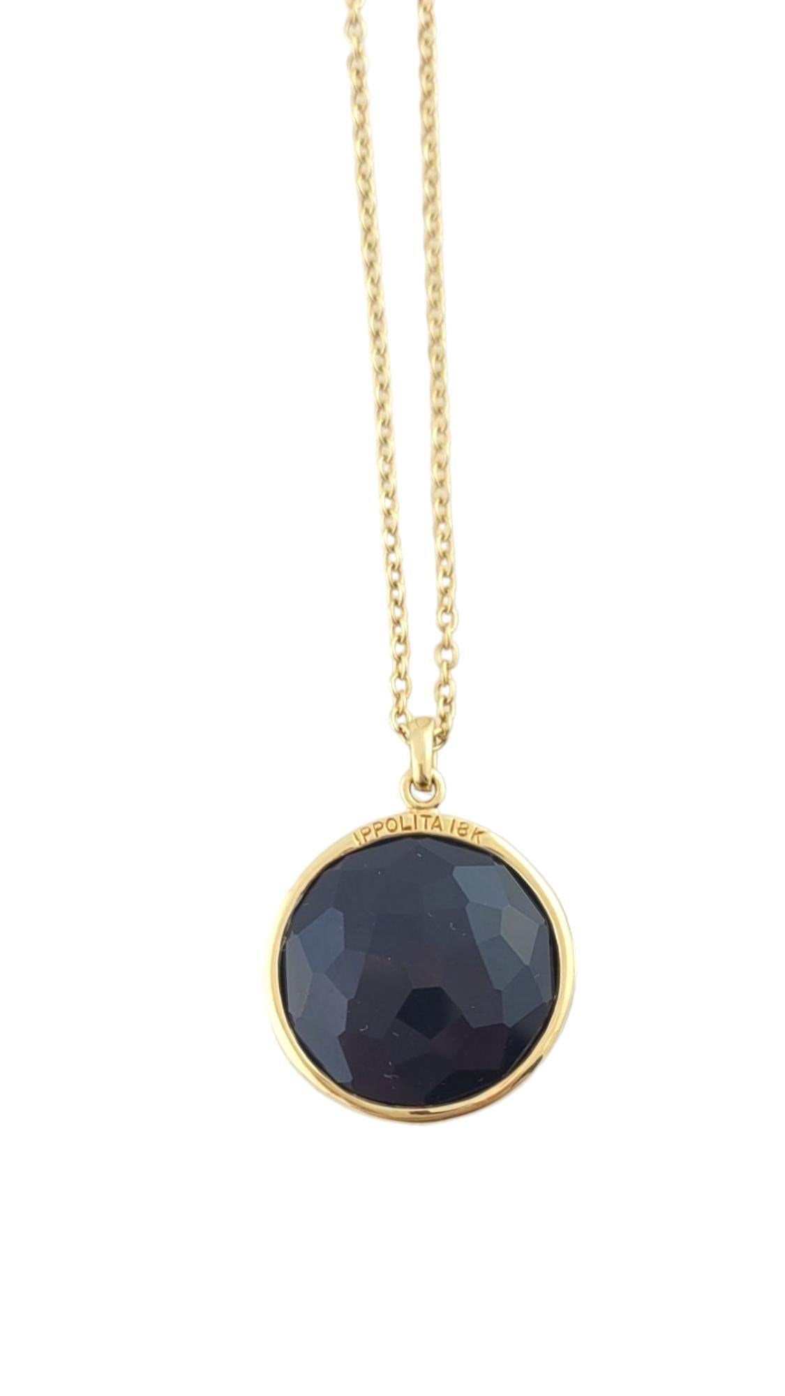 Ippolita 18K Yellow Gold Rock Candy Lollipop Black Onyx Necklace

Black onyx pendant with 18 karat yellow gold chain.

Hallmark: IPPOLITA 18K

Weight: 7 g/ 4.5 dwt.

Chain Length: 18 in.

Measurements of pendant: 25.11 mm X 19.95 mm 

Very good