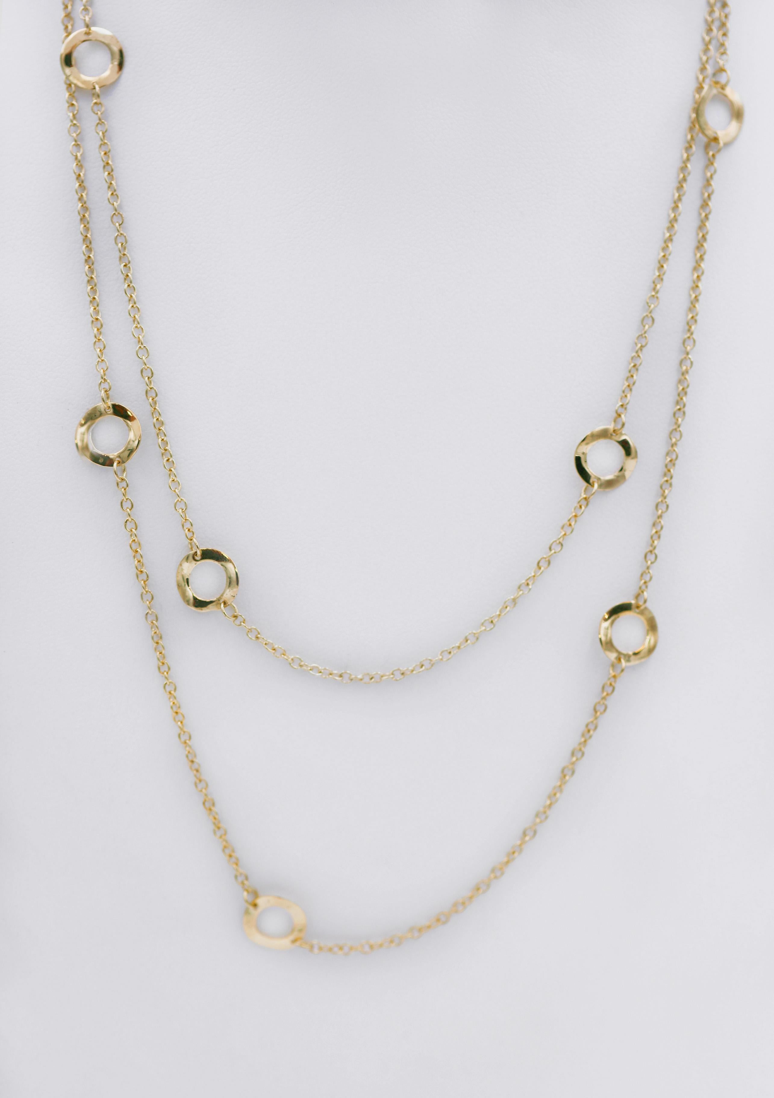 gold disc station necklace