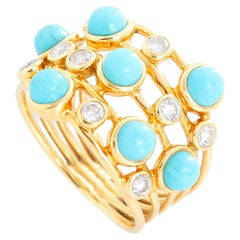 Ippolita 18K Yellow Gold Turquoise and Diamond Ring