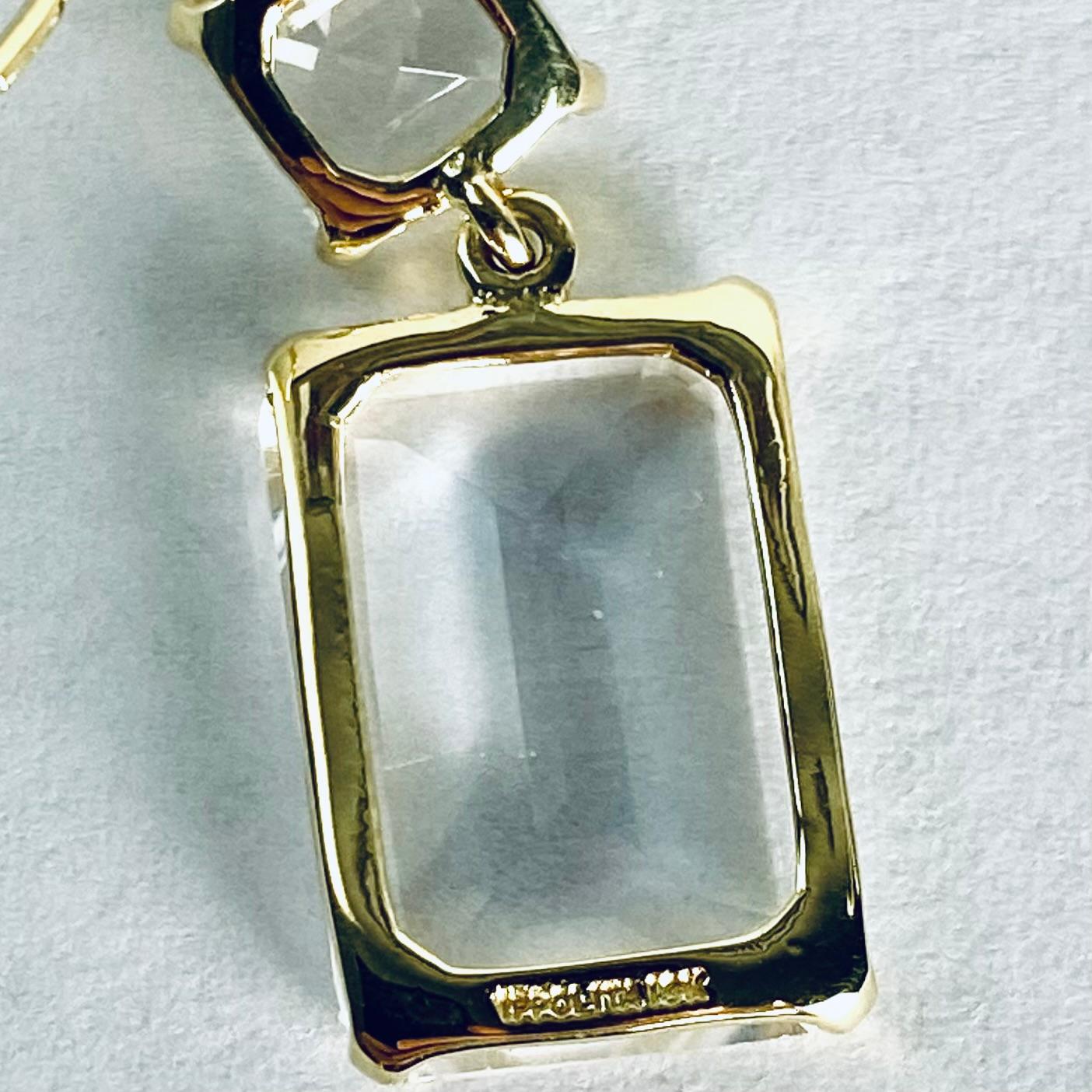Ippolita 18k Yellow Gold Two-Stone Drop Earrings Rock Crystal Clear Quartz 5
