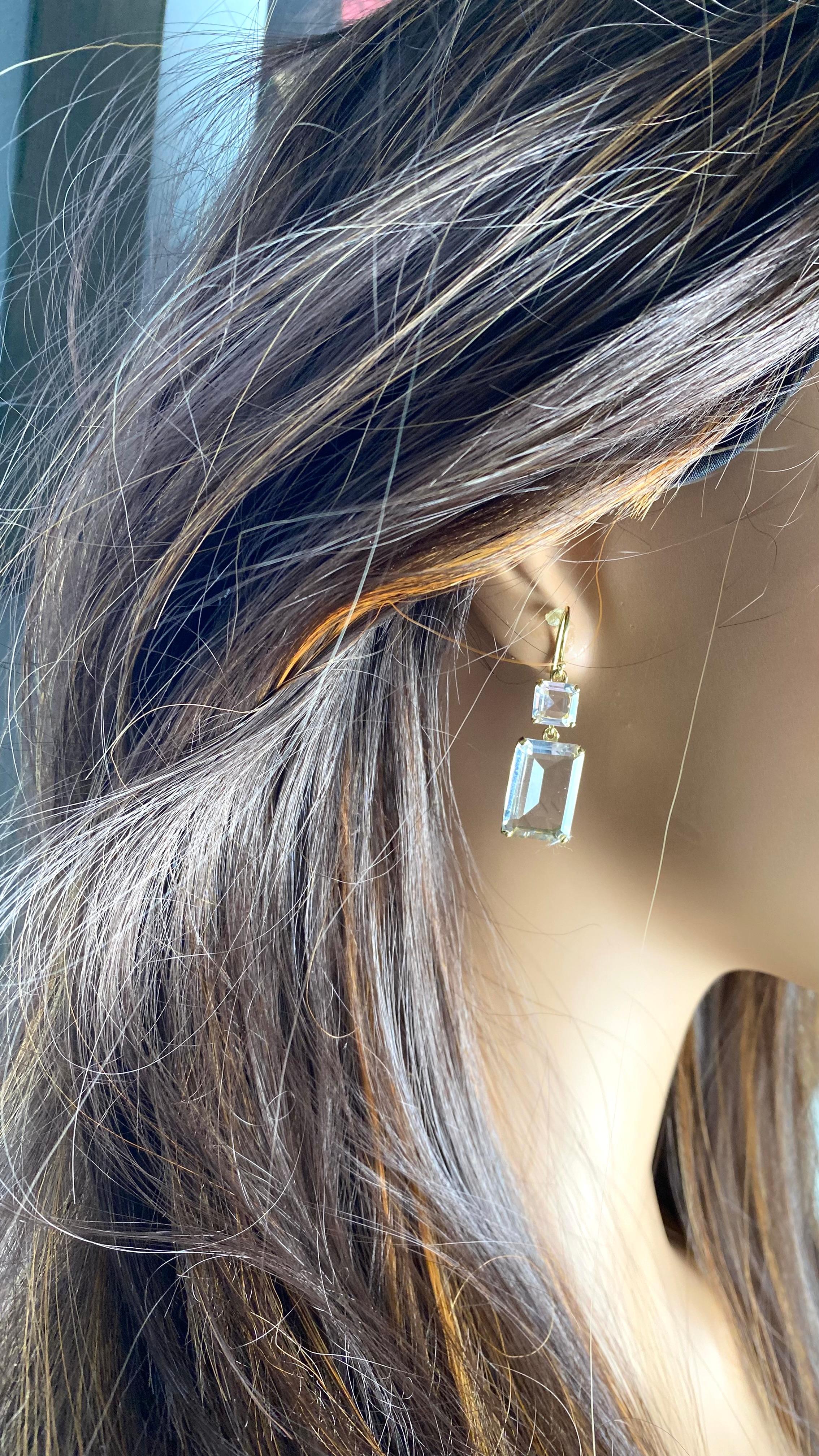 Ippolita 18k Yellow Gold Two-Stone Drop Earrings Rock Crystal Clear Quartz 6