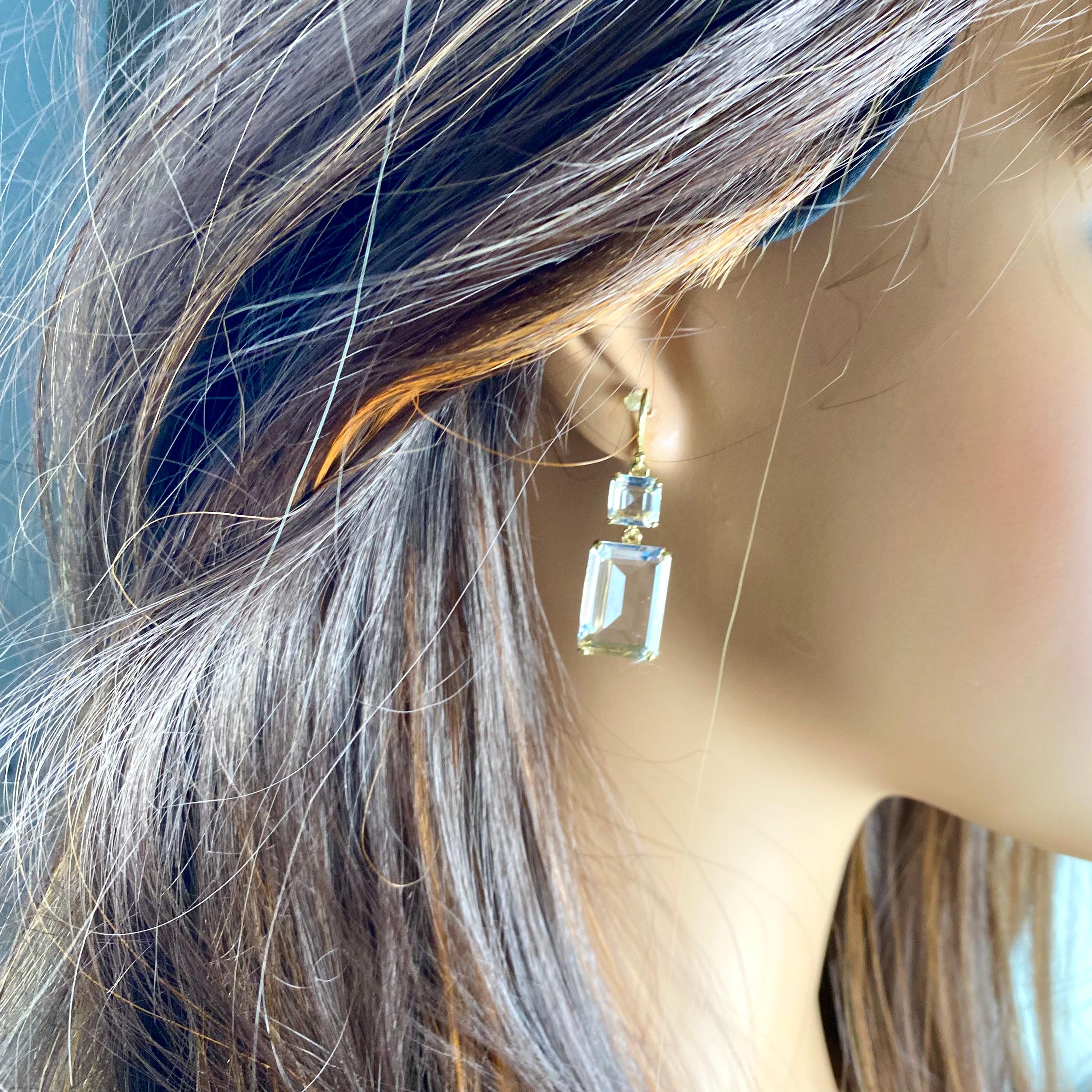 Contemporary Ippolita 18k Yellow Gold Two-Stone Drop Earrings Rock Crystal Clear Quartz