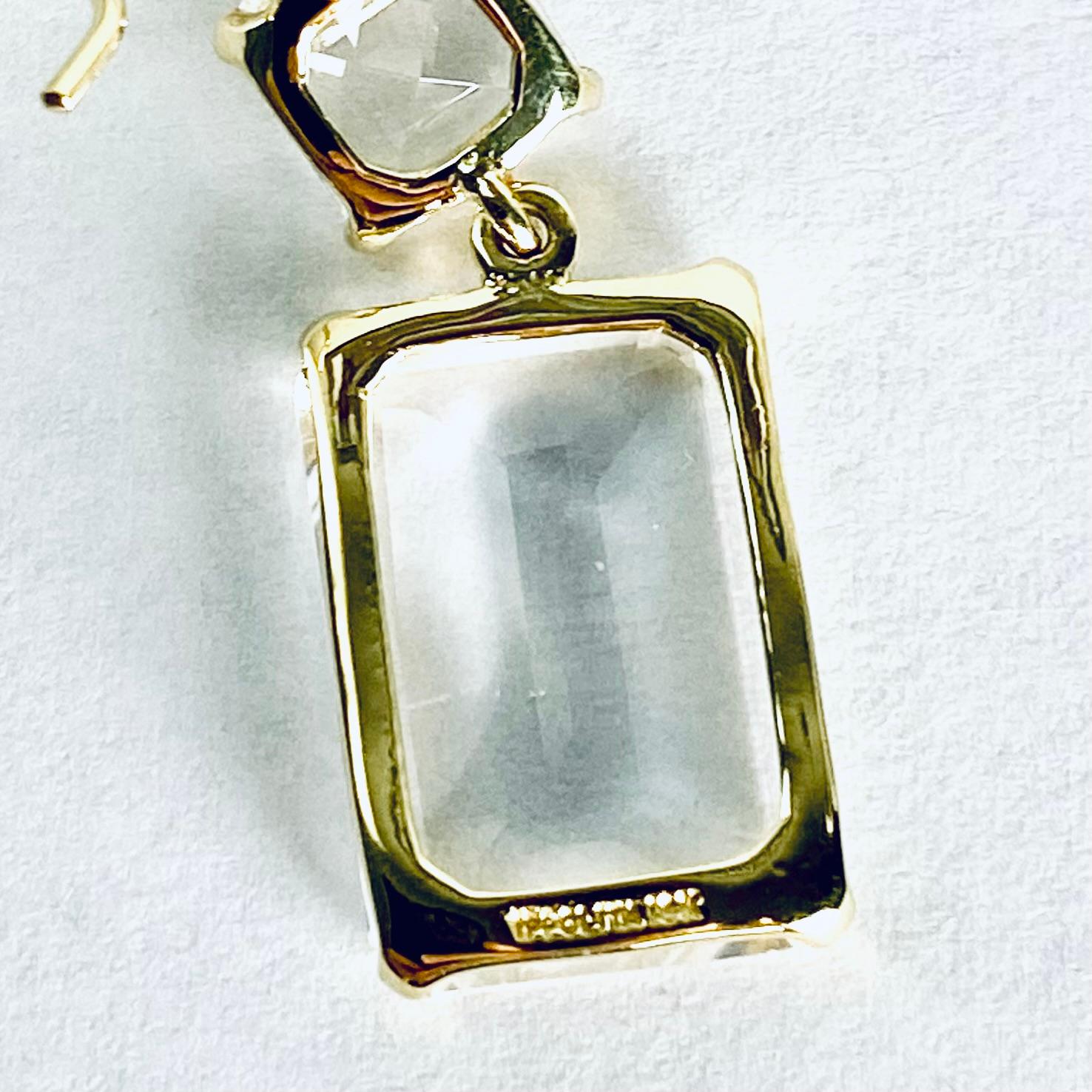 Ippolita 18k Yellow Gold Two-Stone Drop Earrings Rock Crystal Clear Quartz In Good Condition In New York, NY