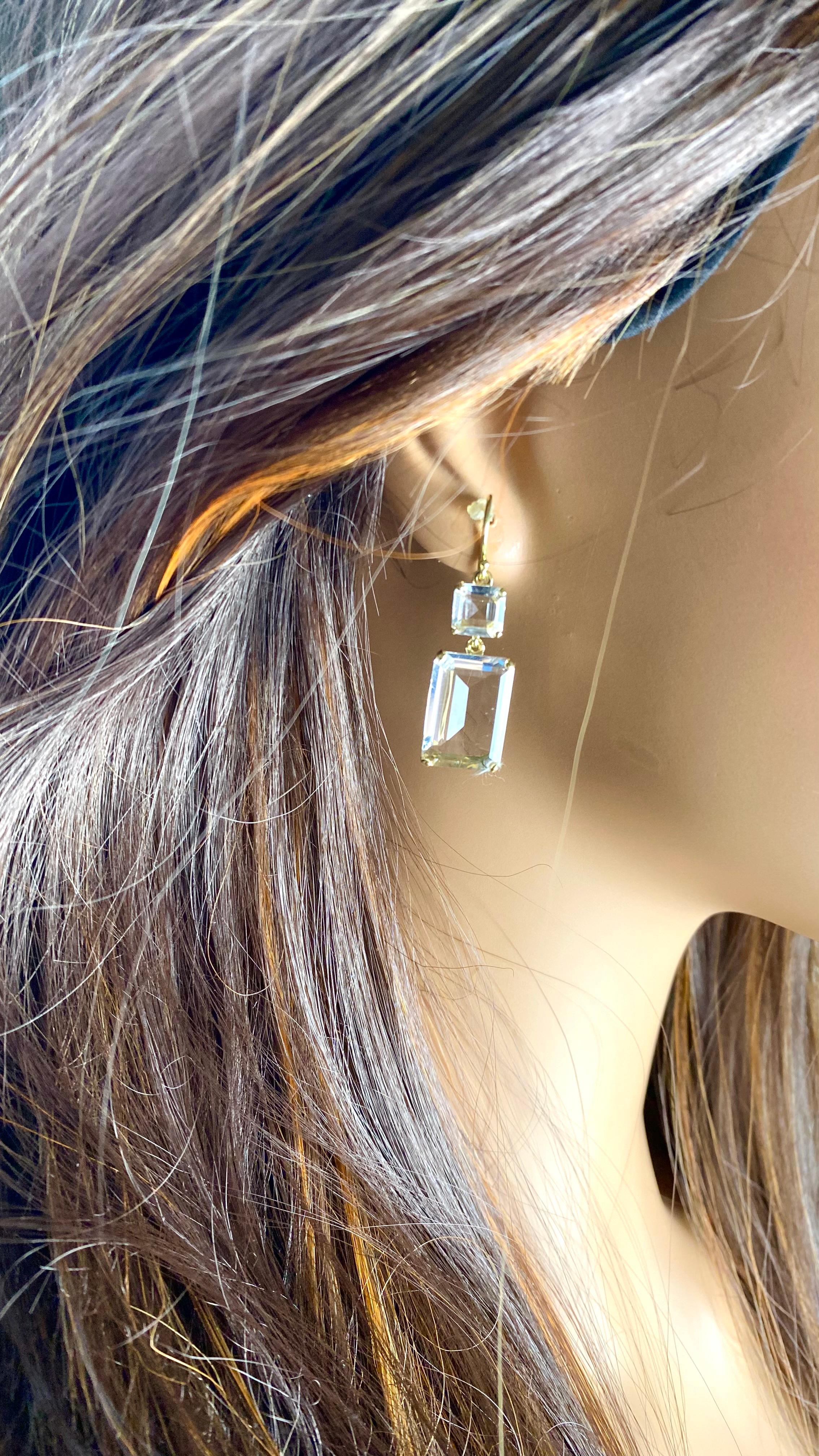 Ippolita 18k Yellow Gold Two-Stone Drop Earrings Rock Crystal Clear Quartz 2
