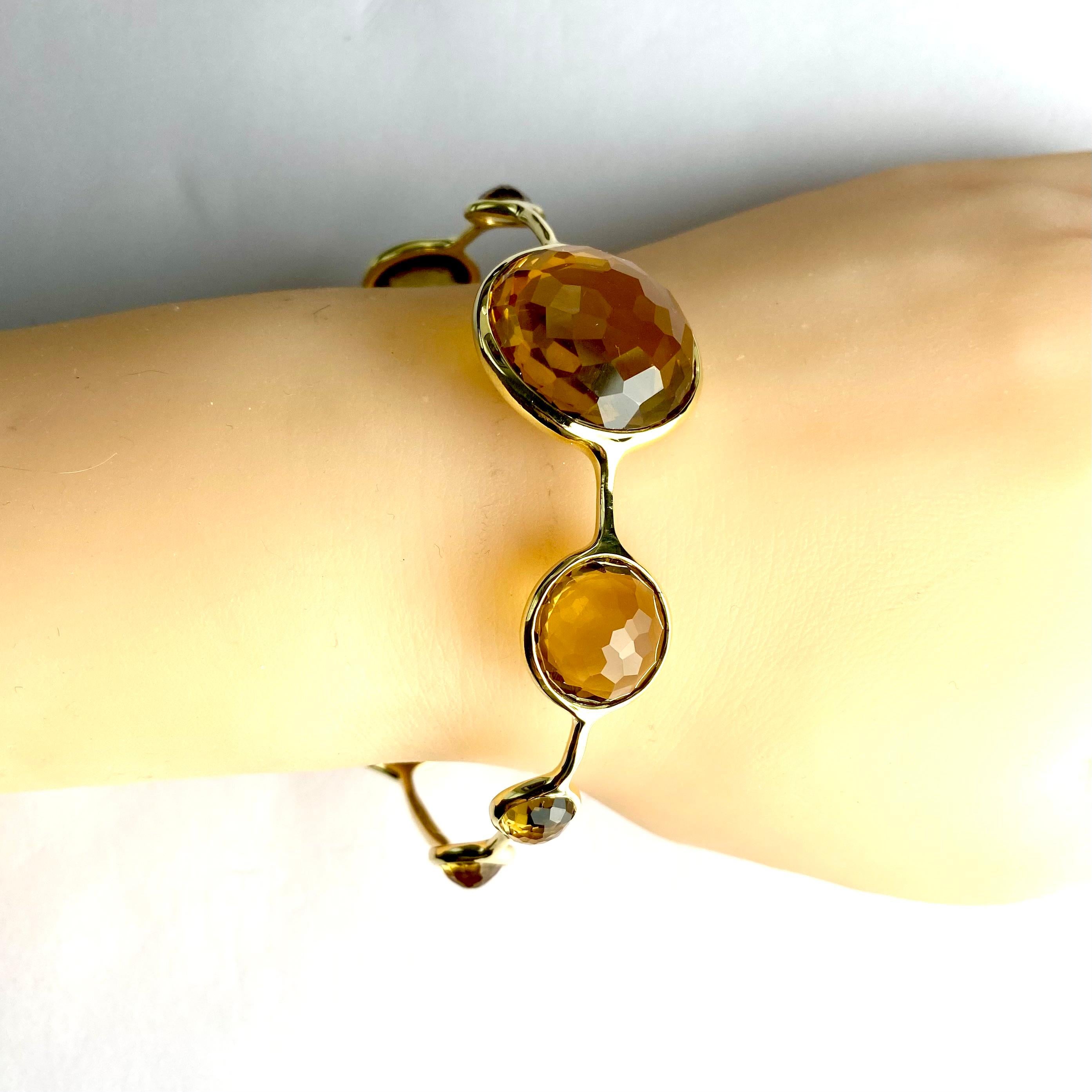 Ippolita Bracelet jonc collection Lollipop en or jaune 18 carats avec neuf pierres de citrine Pour femmes en vente