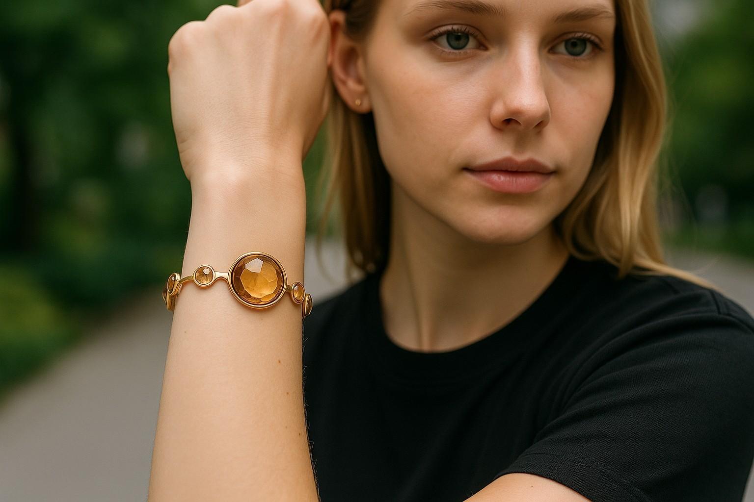 Taglio rotondo Ippolita Bracciale con nove pietre Citrino in oro giallo 18kt Collection'S in vendita