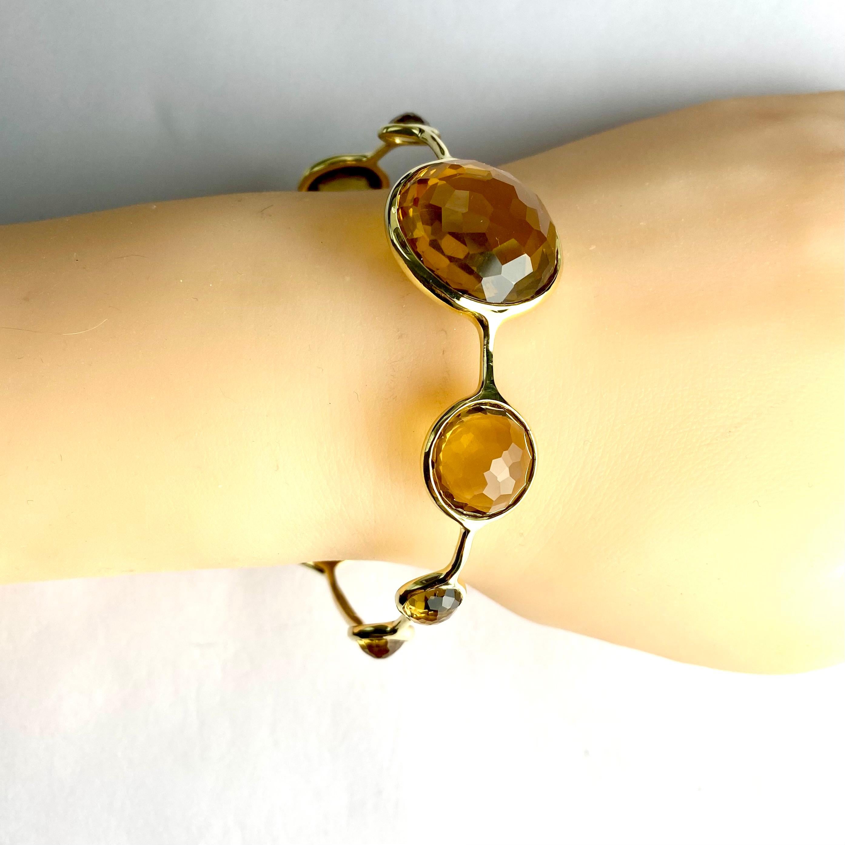 Ippolita Bracelet jonc collection Lollipop en or jaune 18 carats avec neuf pierres de citrine en vente 3