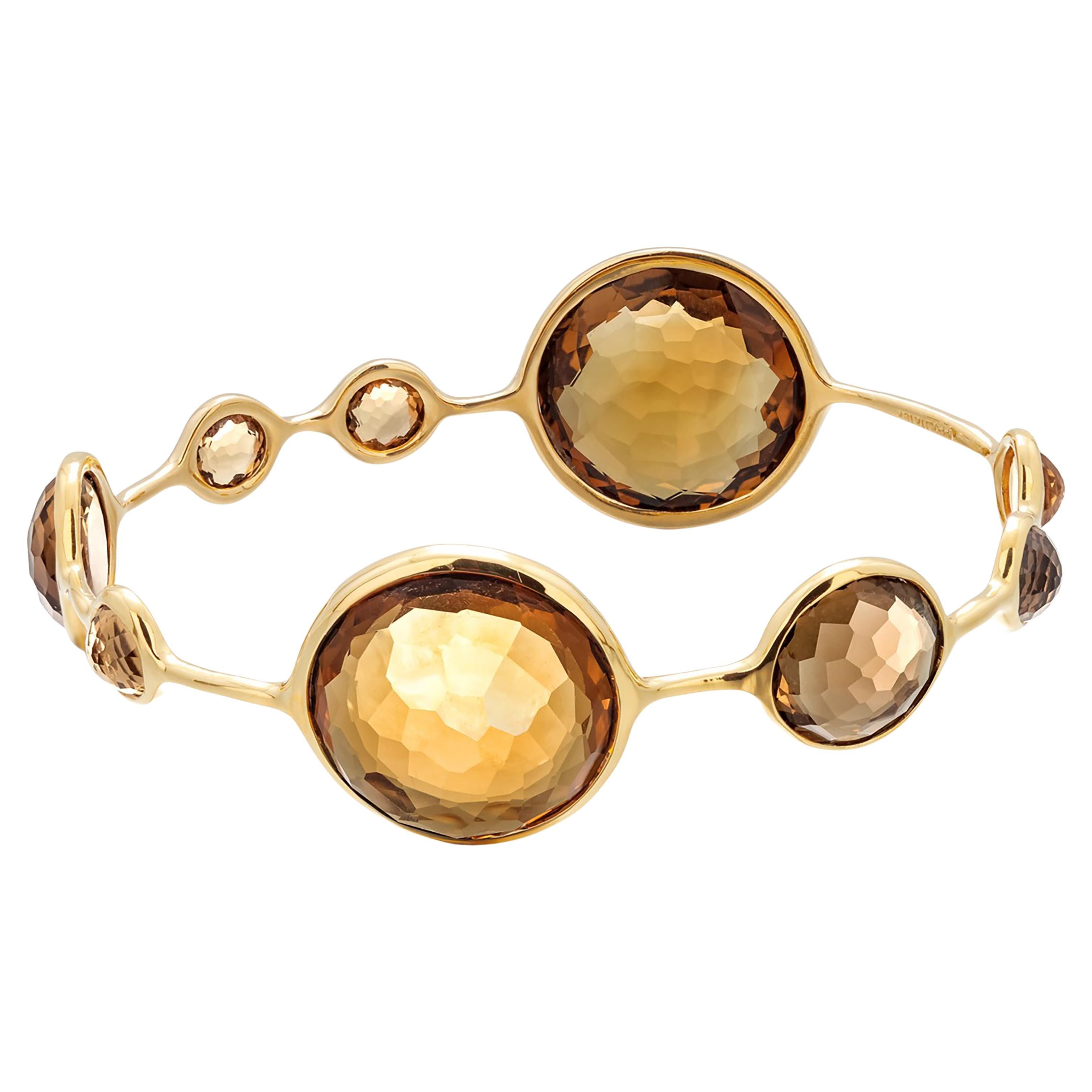 Ippolita Bracelet jonc collection Lollipop en or jaune 18 carats avec neuf pierres de citrine
