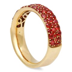 Ippolita 3 Row Round Rubies & Sapphires Half Eternity Band Ring 18K Yellow Gold