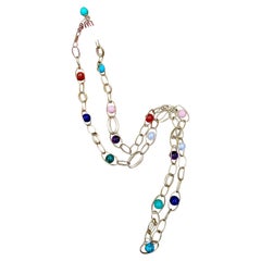 Ippolita 36" Open Link Necklace with Multi-stone Beads 18k Yellow Gold