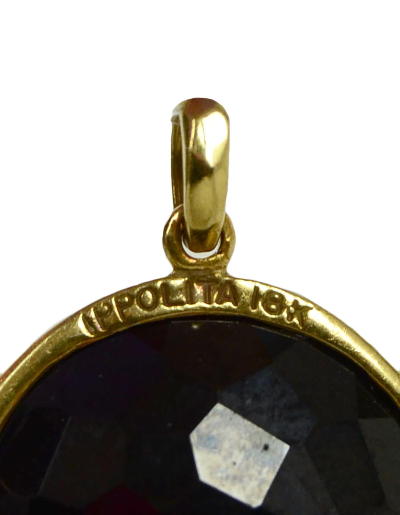 Women's Ippolita Black Onyx Bezel Charm/Pendant For Necklace Set in 18K Gold
