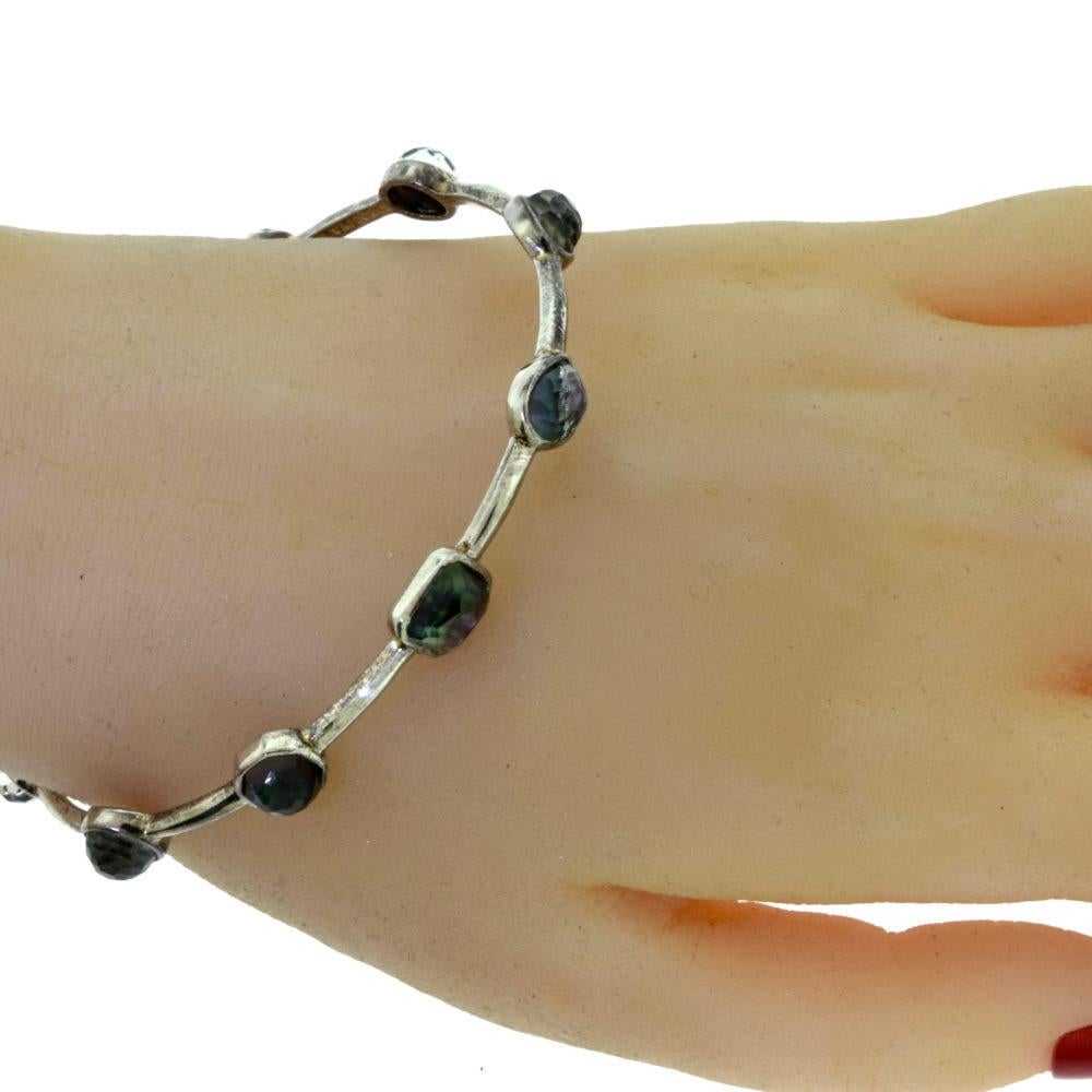 Bracciale Ippolita Black Rock Candy Multi-Gem Stone in Argento Misto con Cerniera In condizioni buone in vendita a Miami, FL