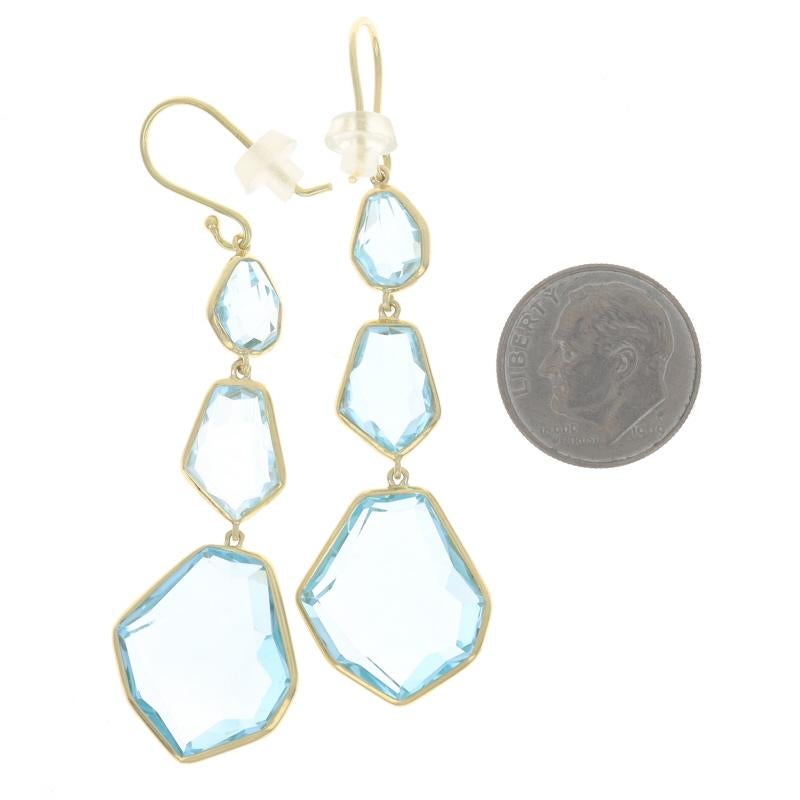 Ippolita Boucles d'oreilles pendantes Topaze Bleue Or Jaune 18k à facettes Double Cabochon Excellent état - En vente à Greensboro, NC