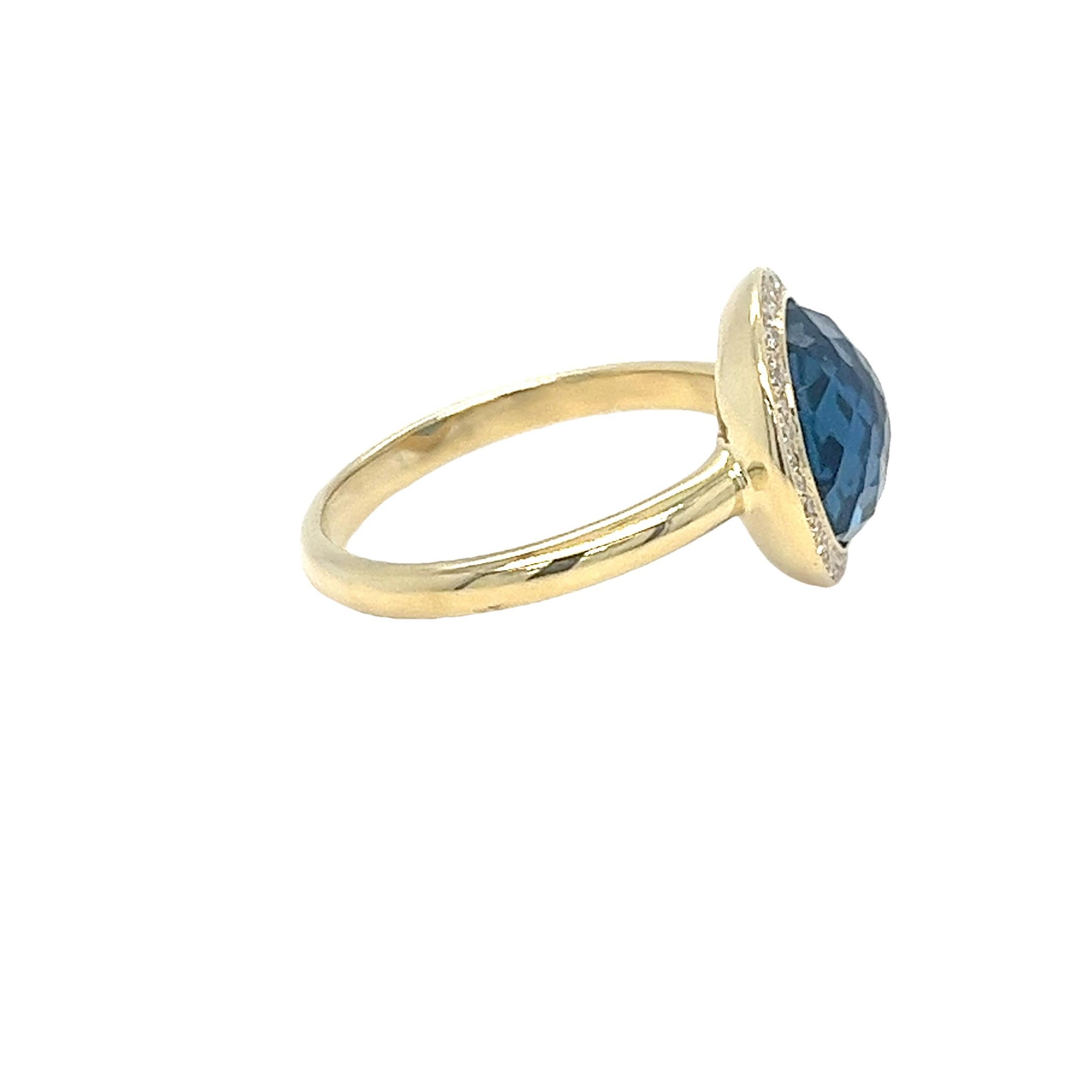 Round Cut Ippolita Blue Topaz Lollipop Ring with Diamond Halo For Sale