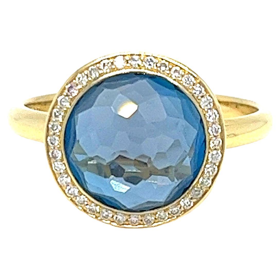 Ippolita Lollipop-Ring mit blauem Topas und Diamant-Halo