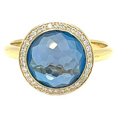 Anillo Ippolita Lollipop de Topacio Azul con Halo de Diamantes