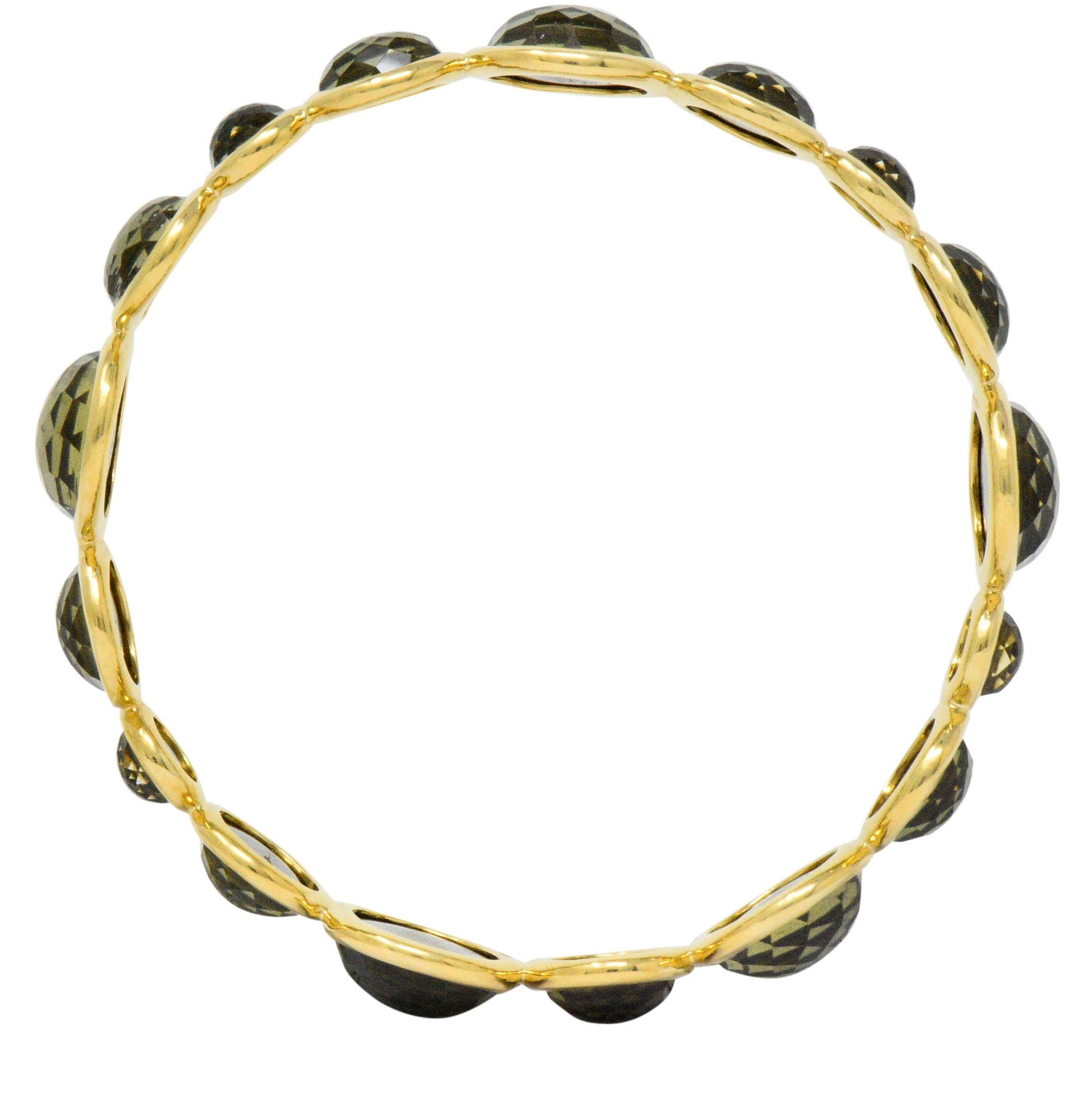 Women's or Men's Ippolita Citrine Pyrite 18 Karat Gold Lollipop Bangle Bracelet