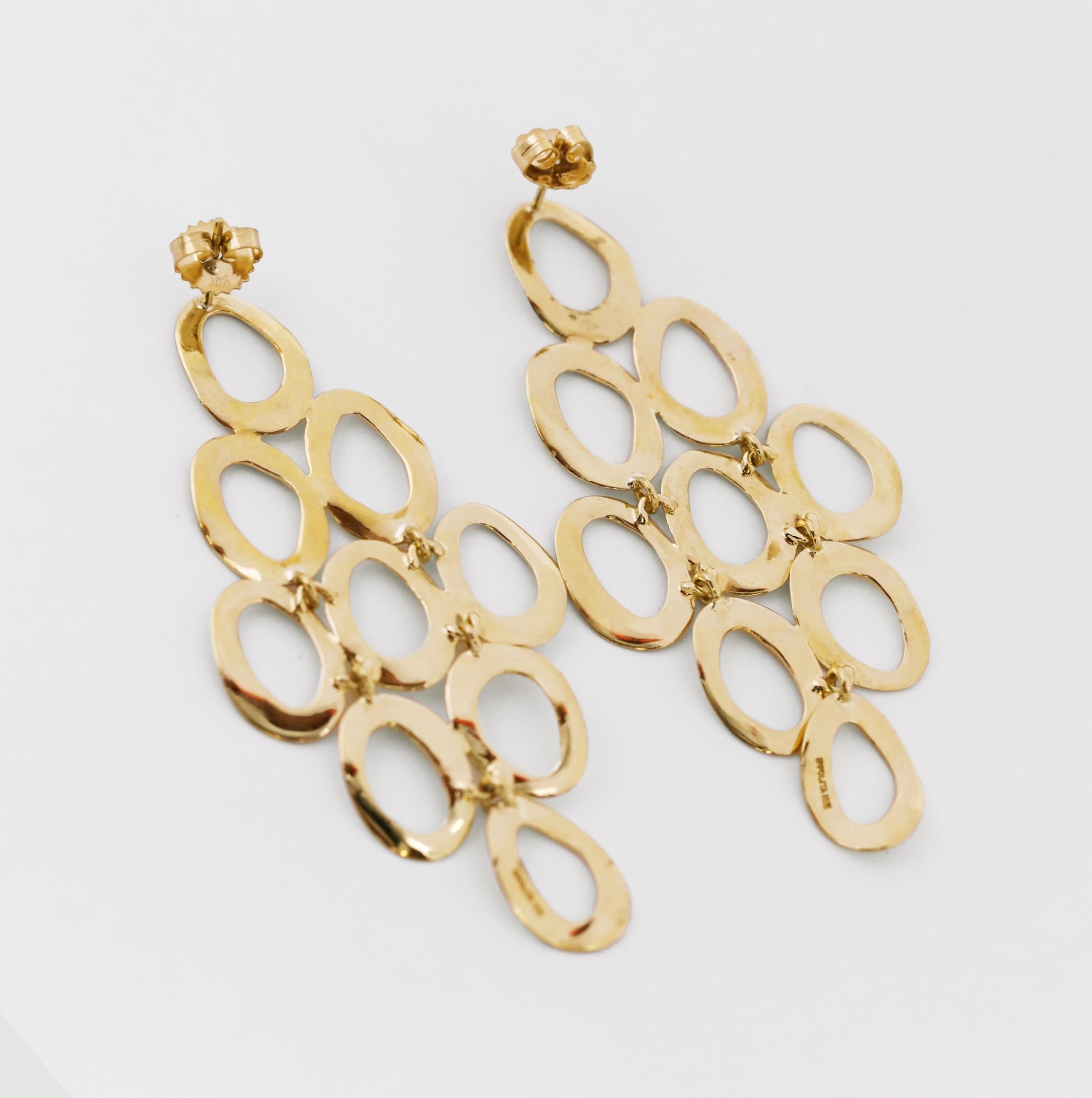 IPPOLITA Classico 18K Gold Open Oval Cascade Earrings In Good Condition In San Fernando, CA