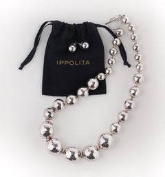 IPPOLITA "Classico" Hammered Sterling Silver Ball Necklace & Stud Earrings Set