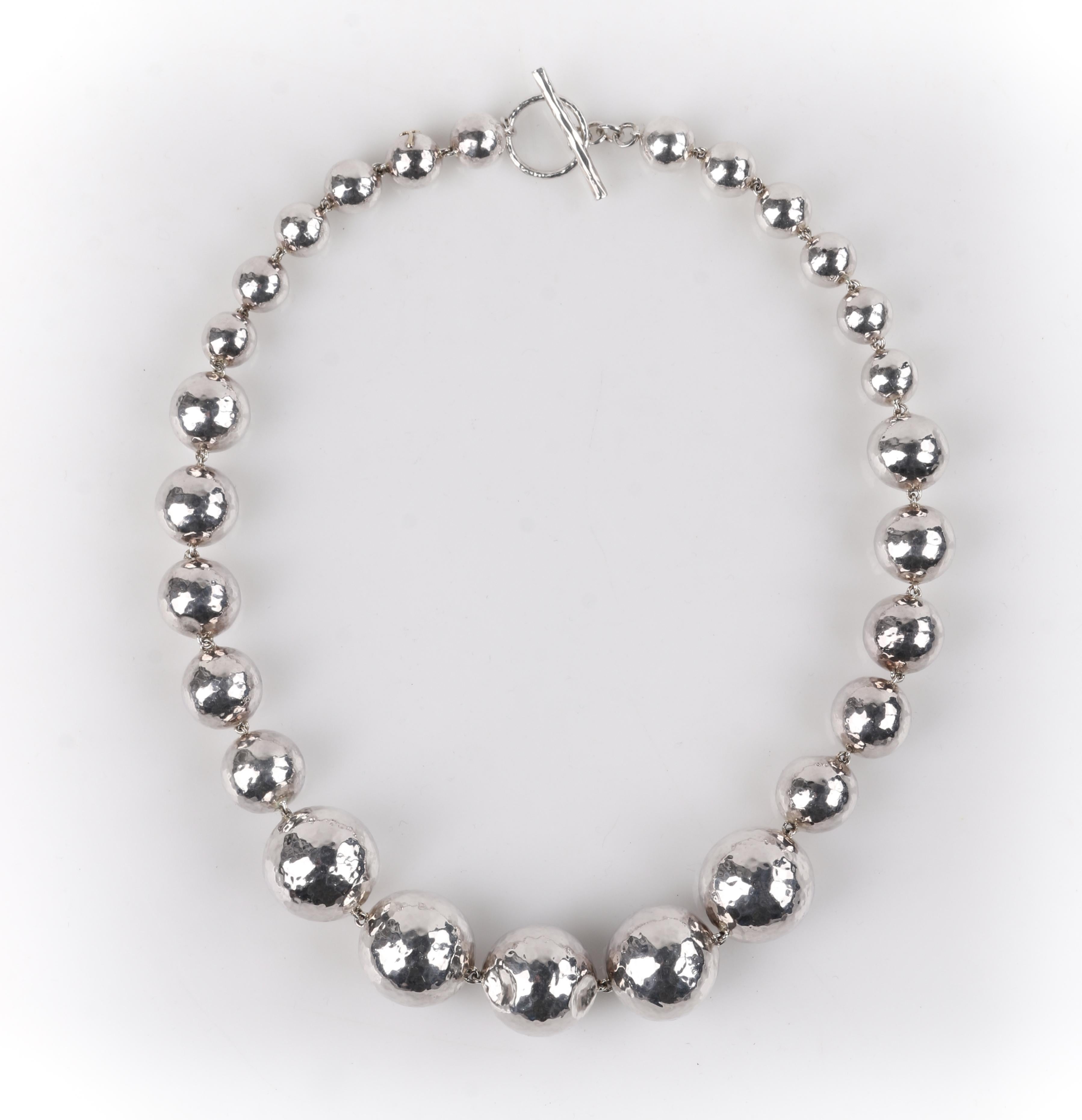 large silver ball necklace