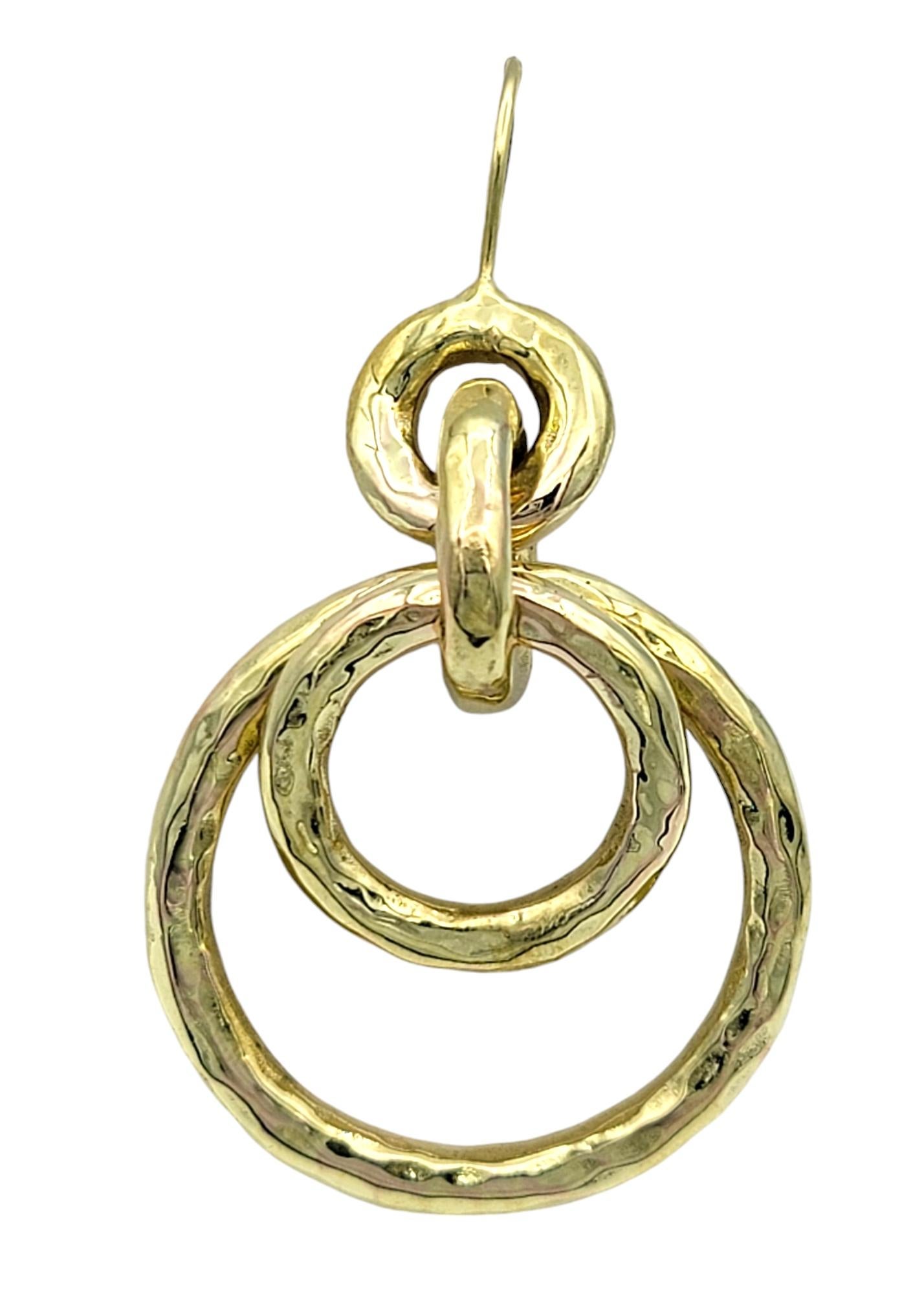 Contemporary Ippolita Classico Jet Set Hammered Circle 18 Karat Yellow Gold Hoop Earrings