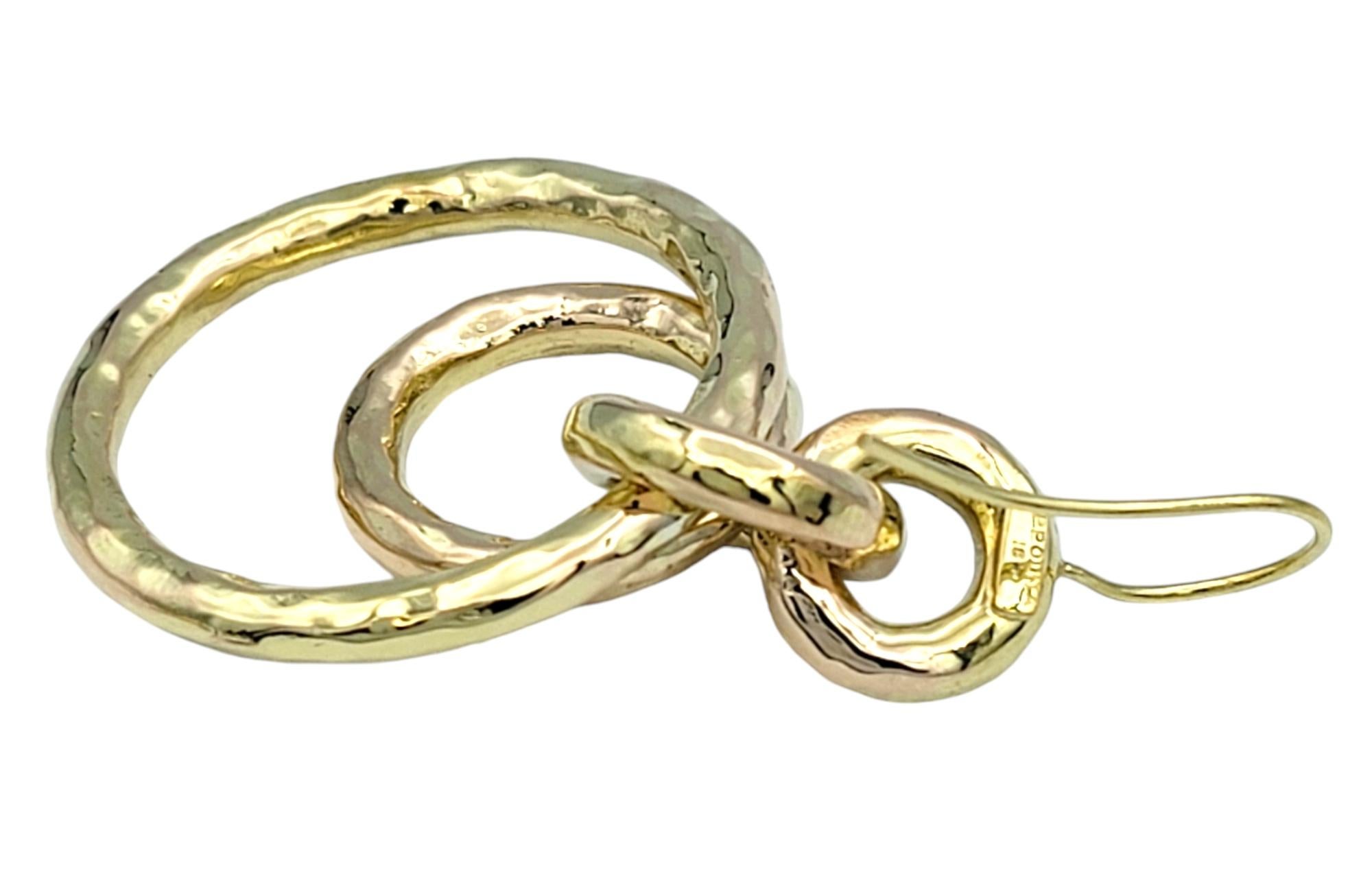 Ippolita Classico Jet Set Hammered Circle 18 Karat Yellow Gold Hoop Earrings In Good Condition In Scottsdale, AZ