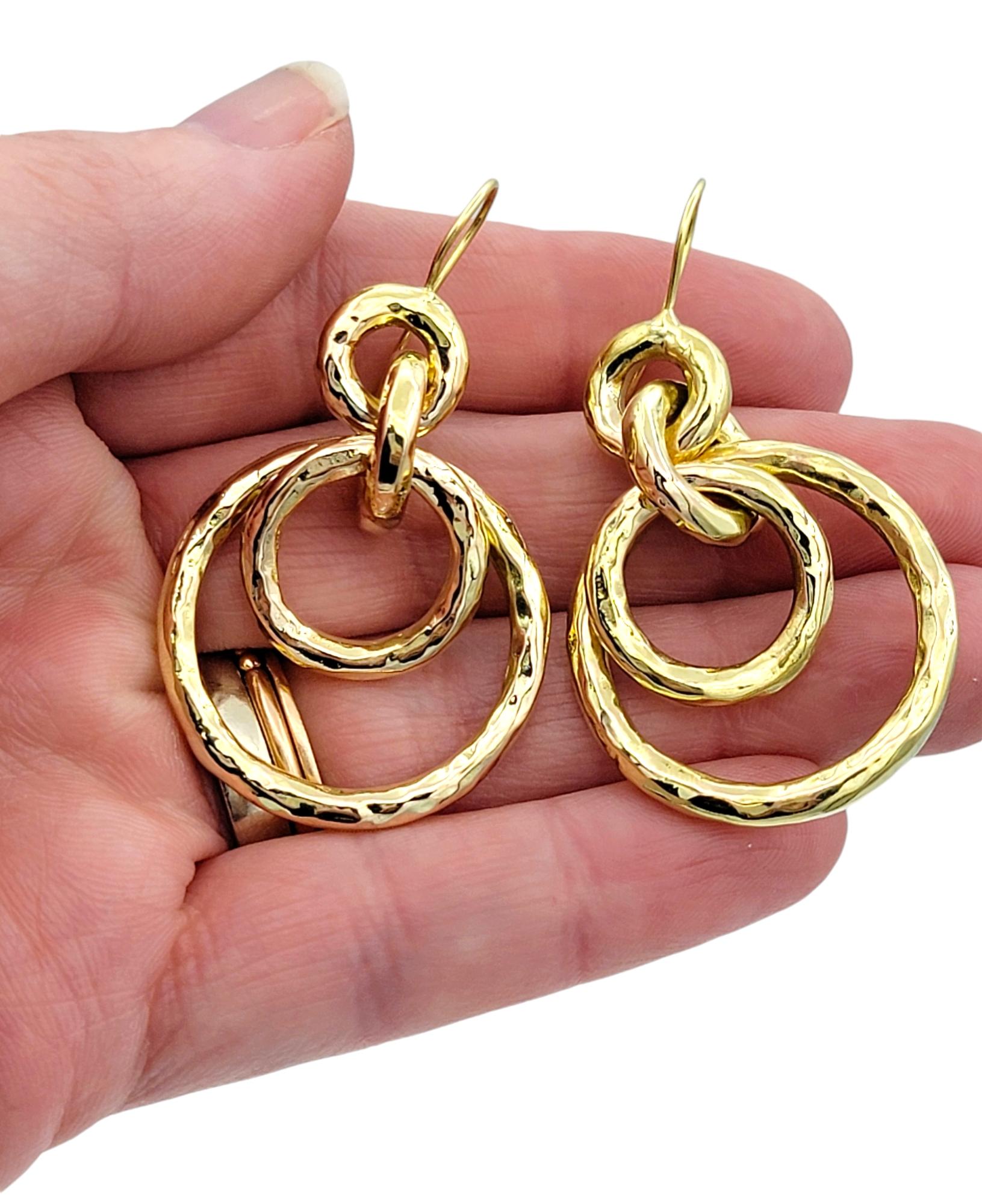 Ippolita Classico Jet Set Hammered Circle 18 Karat Yellow Gold Hoop Earrings 2