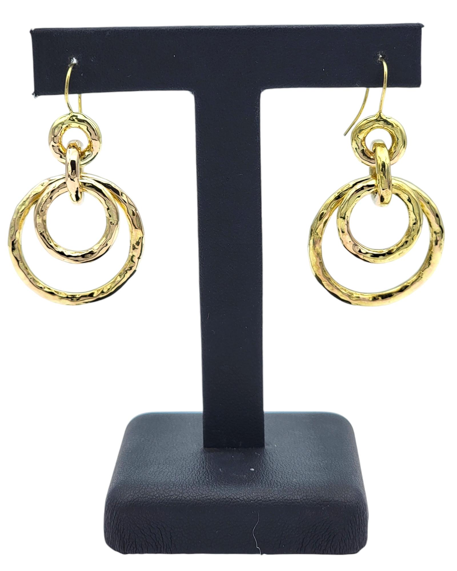 Ippolita Classico Jet Set Hammered Circle 18 Karat Yellow Gold Hoop Earrings 4