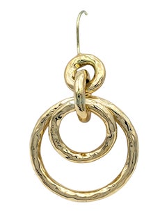 Ippolita Classico Puffy Hammered Jet Set Dangle Hoop Earrings in 18 Karat Gold