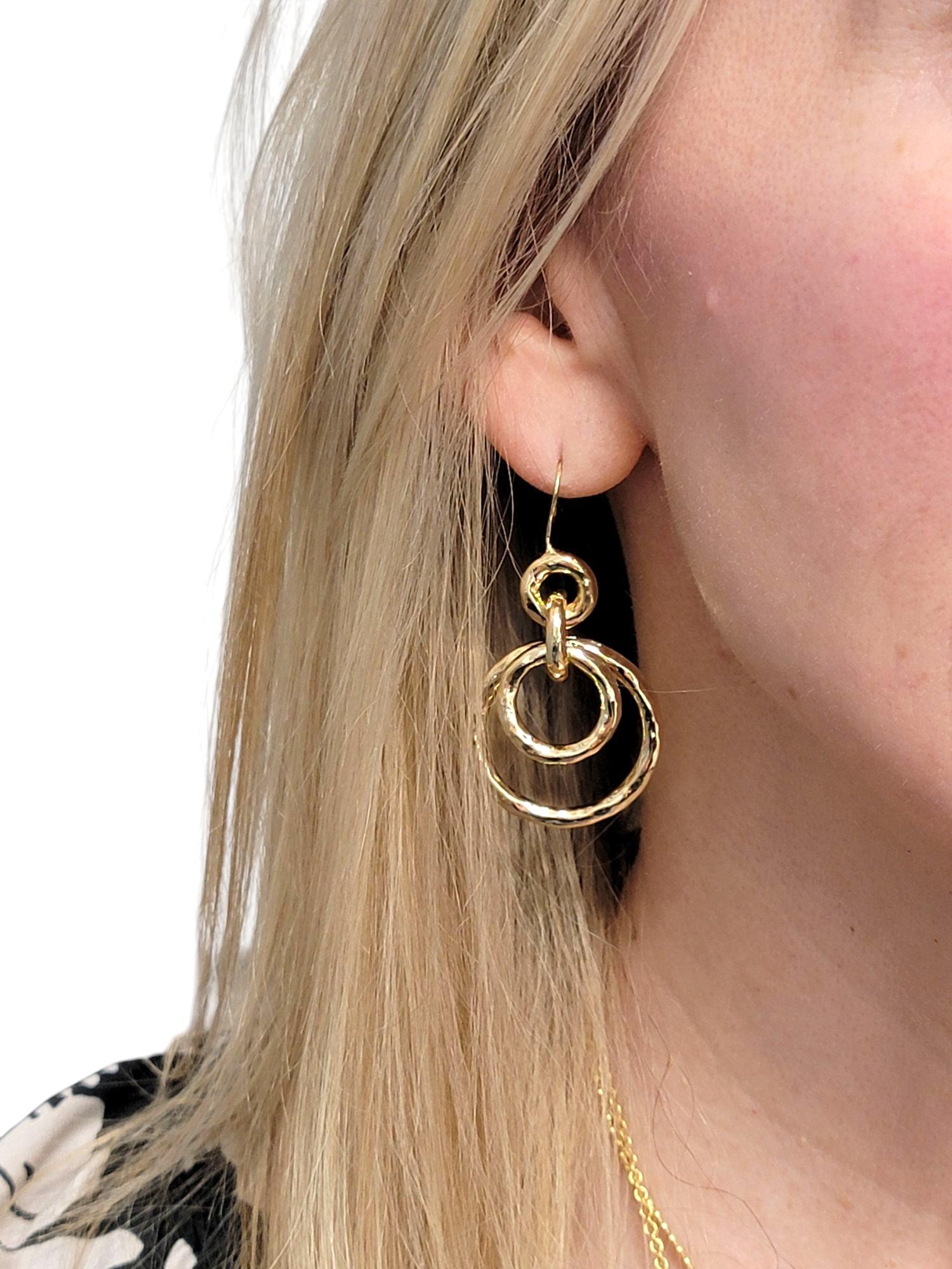 Ippolita Classico - Orecchini a cerchio con getto martellato e penzolante in oro 18 carati in vendita 2