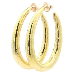 Ippolita Classico Boucles d'oreilles pendantes ovales en or jaune avec finition martelée