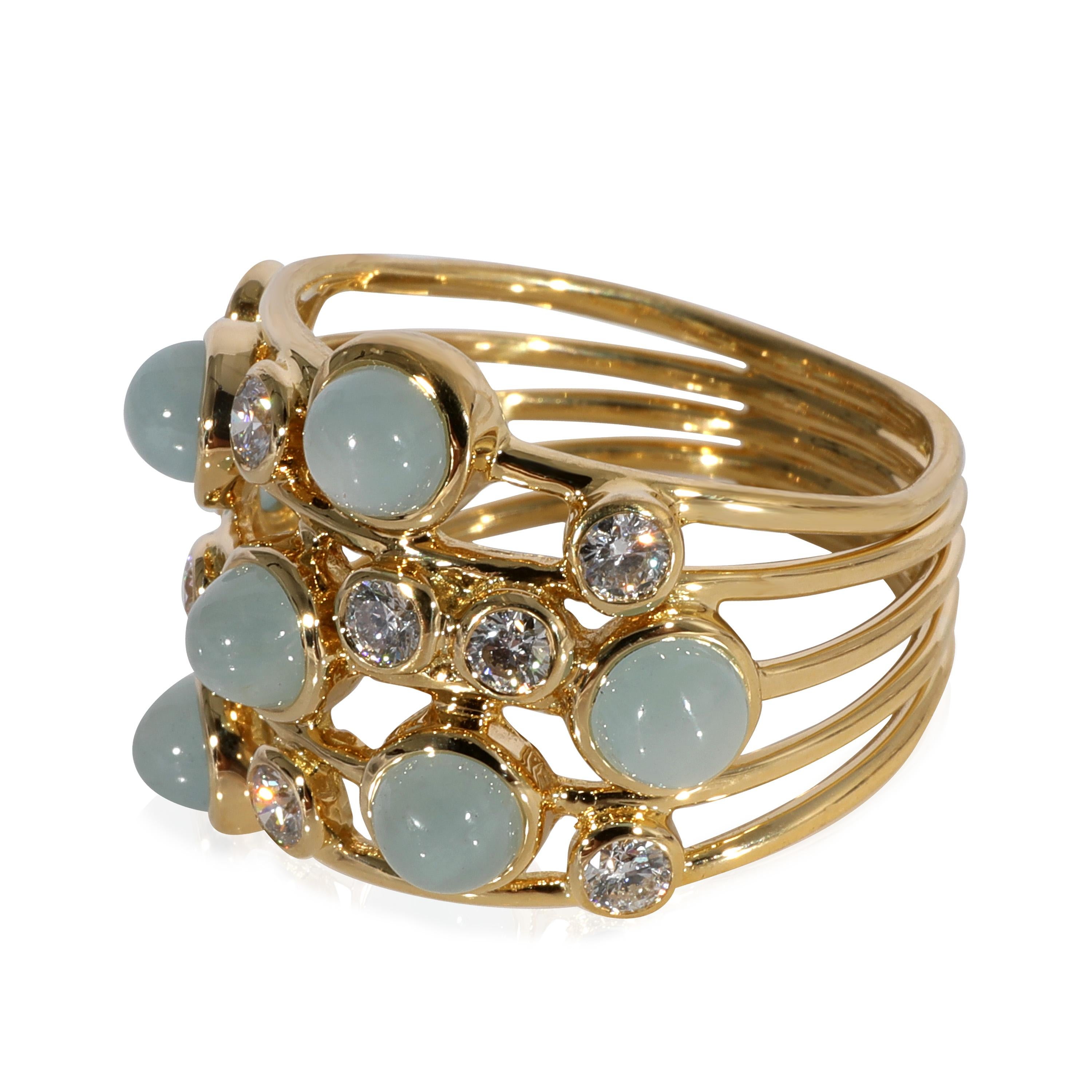 Ippolita Constellation Aquamarin-Diamant-Cluster-Ring aus 18K Gelbgold Damen
