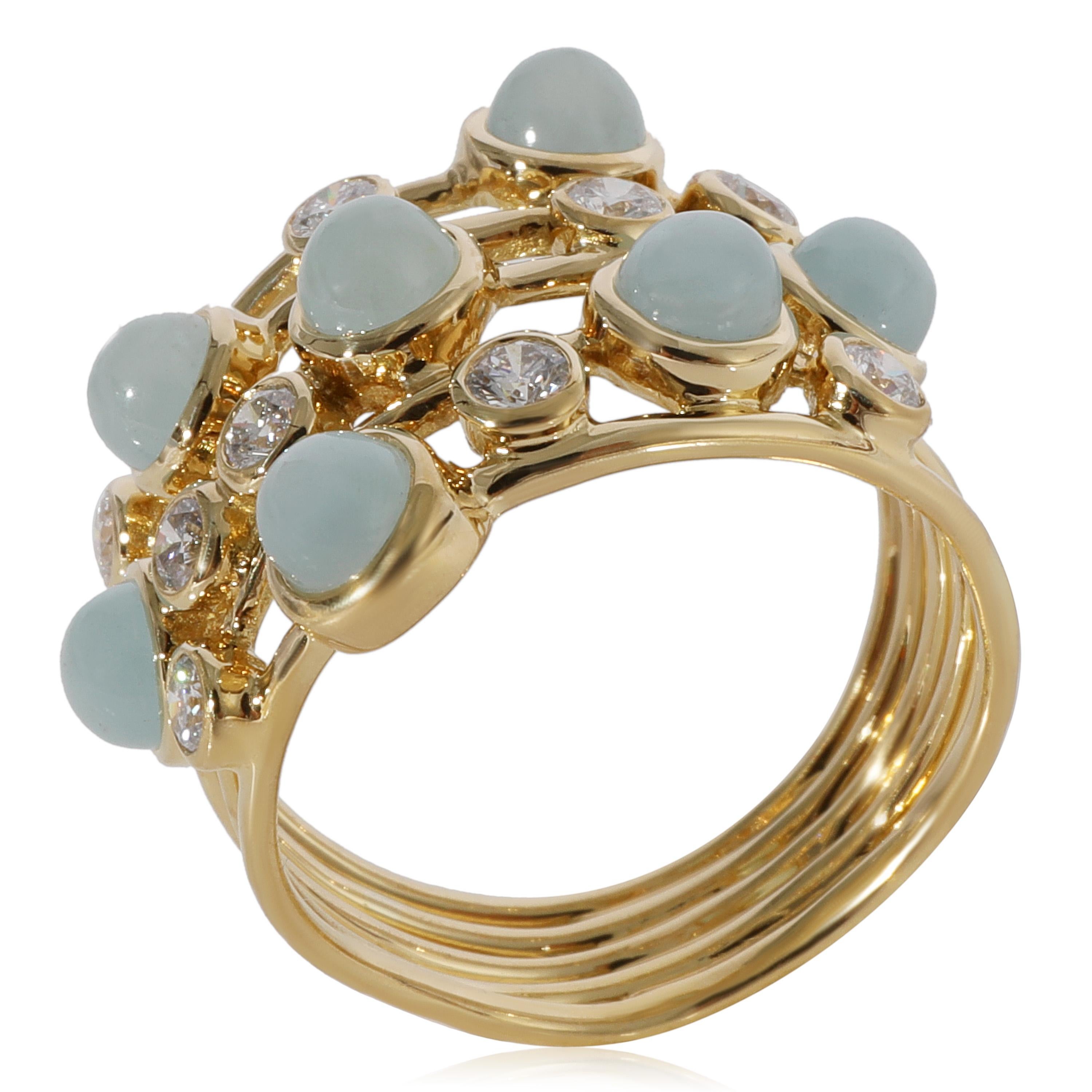 Ippolita Constellation Aquamarin-Diamant-Cluster-Ring aus 18K Gelbgold 1