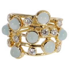 Ippolita Constellation Aquamarine Diamond Cluster Ring in 18K Yellow Gold