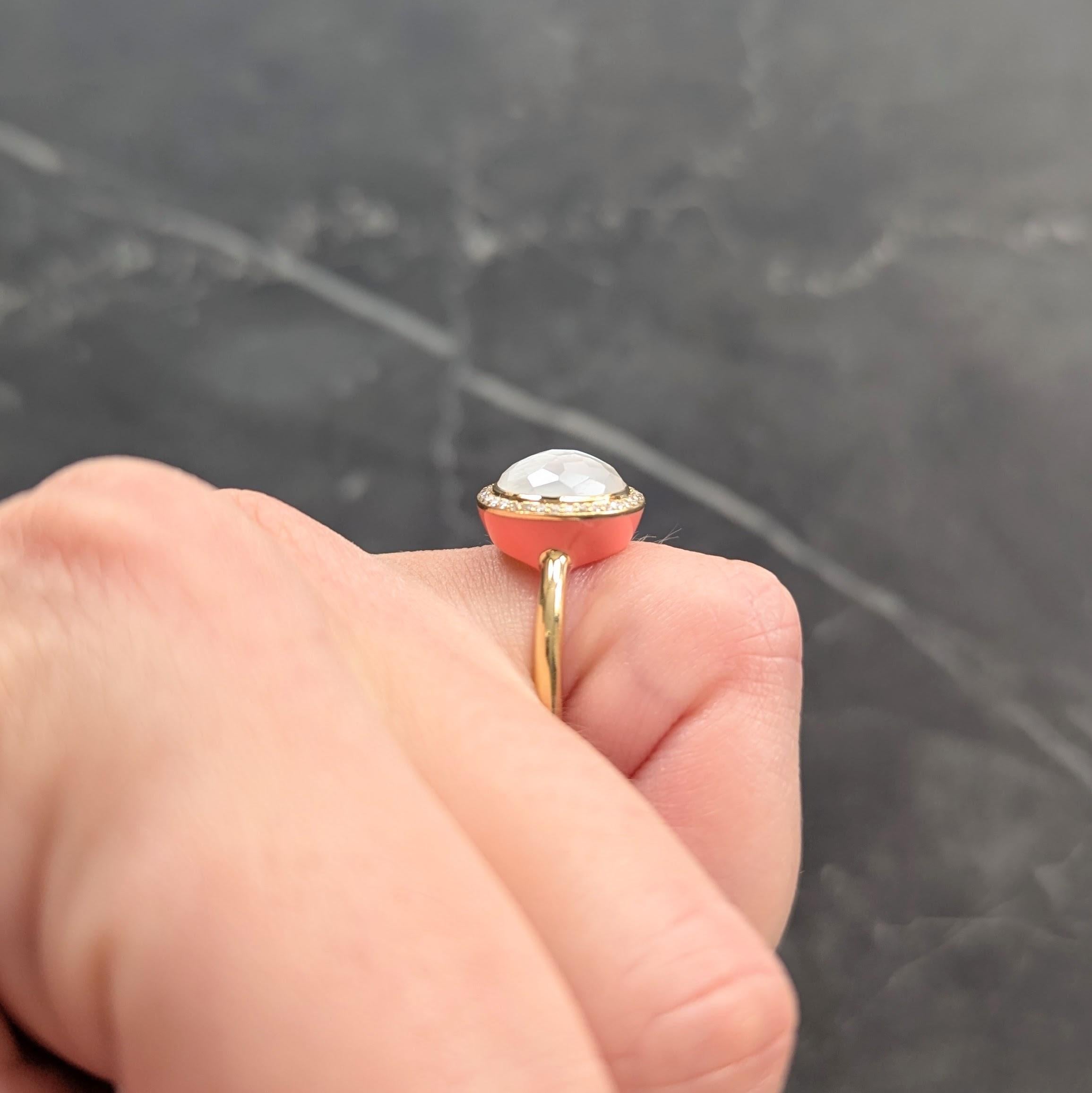 Ippolita Zeitgenössischer Diamant Perlmutt Quarz Emaille 18K Lollipop Ring im Angebot 5