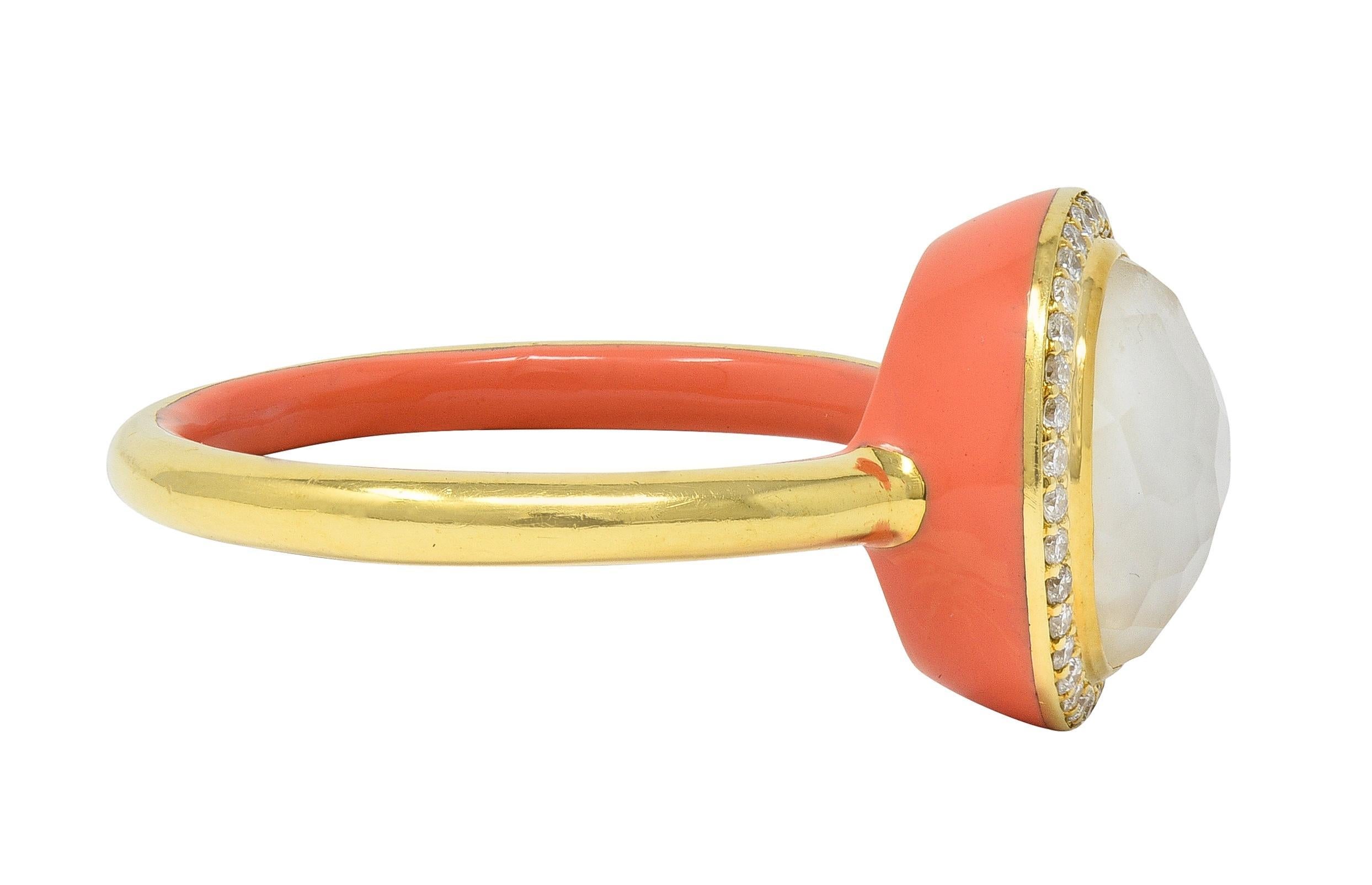 Ippolita Zeitgenössischer Diamant Perlmutt Quarz Emaille 18K Lollipop Ring im Zustand „Hervorragend“ im Angebot in Philadelphia, PA