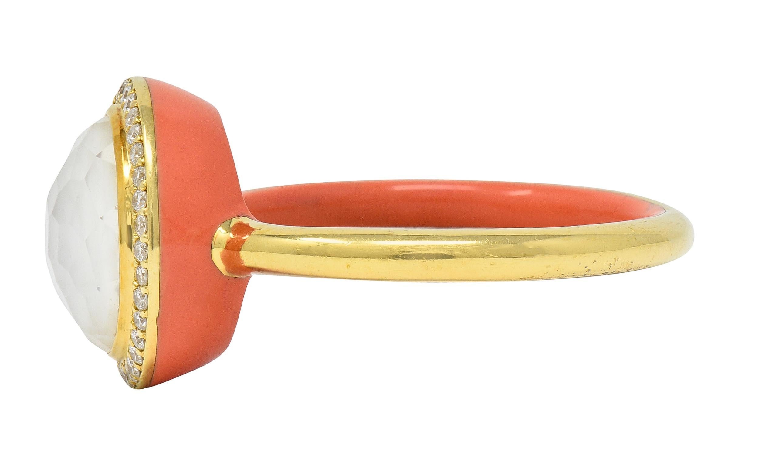 Ippolita Zeitgenössischer Diamant Perlmutt Quarz Emaille 18K Lollipop Ring im Angebot 1