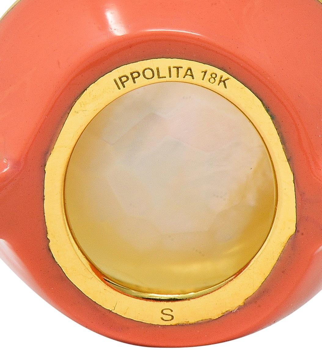 Ippolita Zeitgenössischer Diamant Perlmutt Quarz Emaille 18K Lollipop Ring im Angebot 2