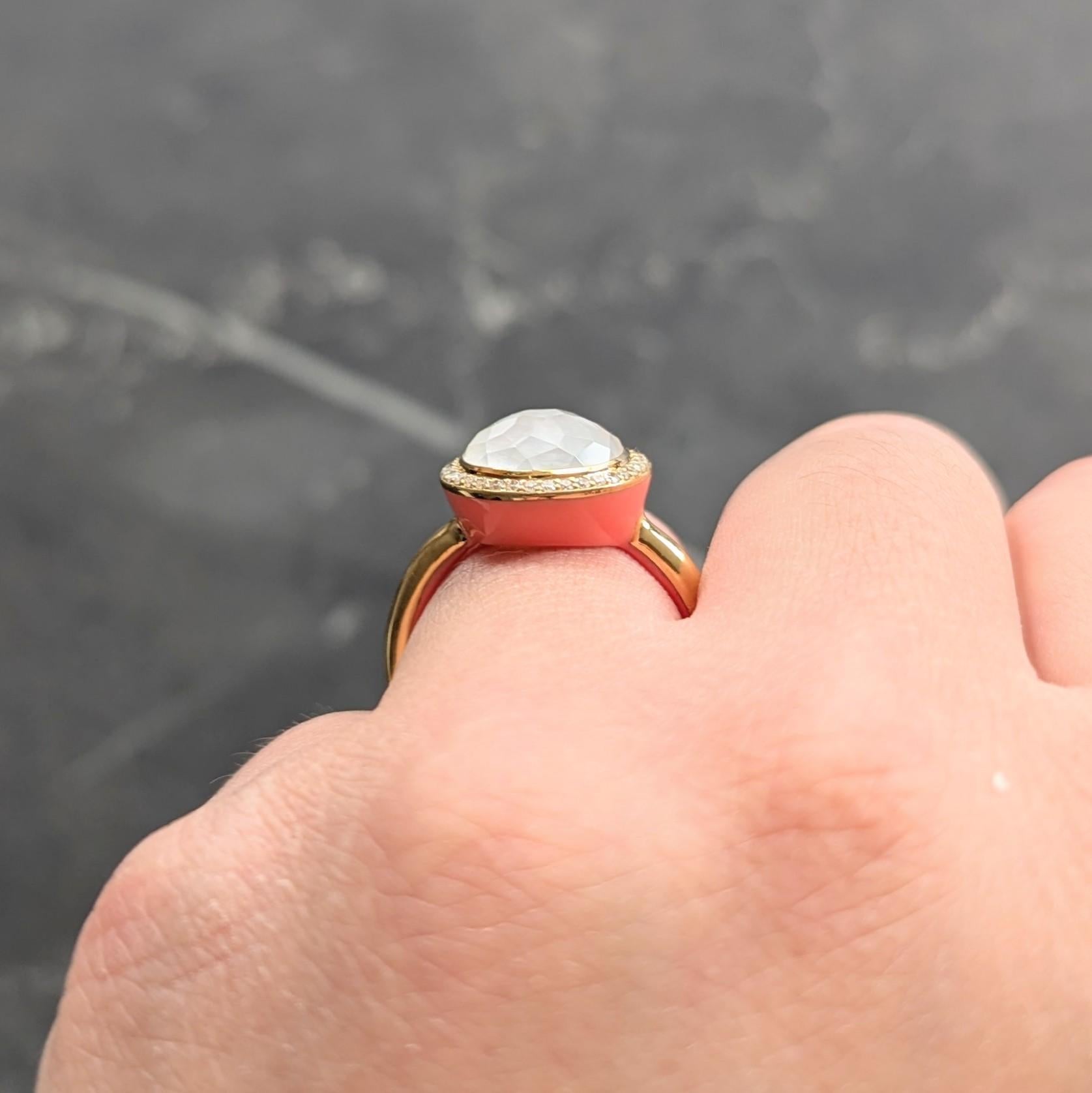 Ippolita Zeitgenössischer Diamant Perlmutt Quarz Emaille 18K Lollipop Ring im Angebot 4