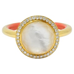 Ippolita Contemporary Diamond Mother-Of-Pearl Quartz Enamel 18K Lollipop Ring