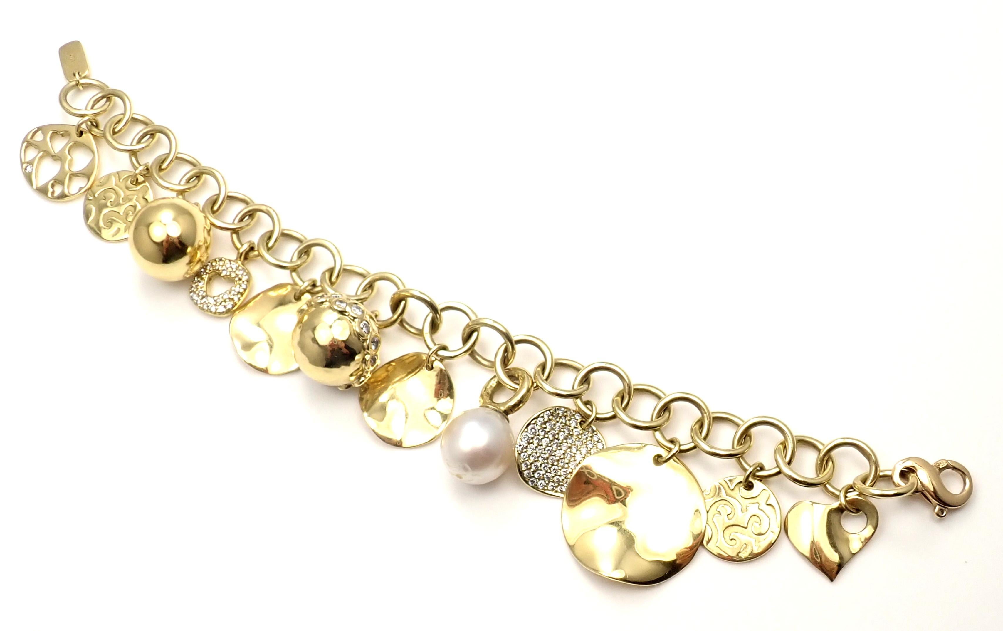 Ippolita Diamond 12 Charm Yellow Gold Link Bracelet 3