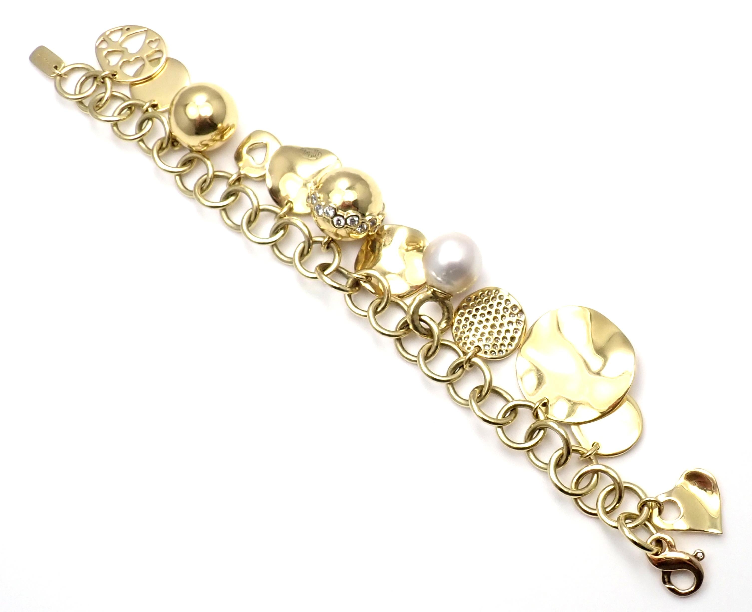 Ippolita Diamond 12 Charm Yellow Gold Link Bracelet 4