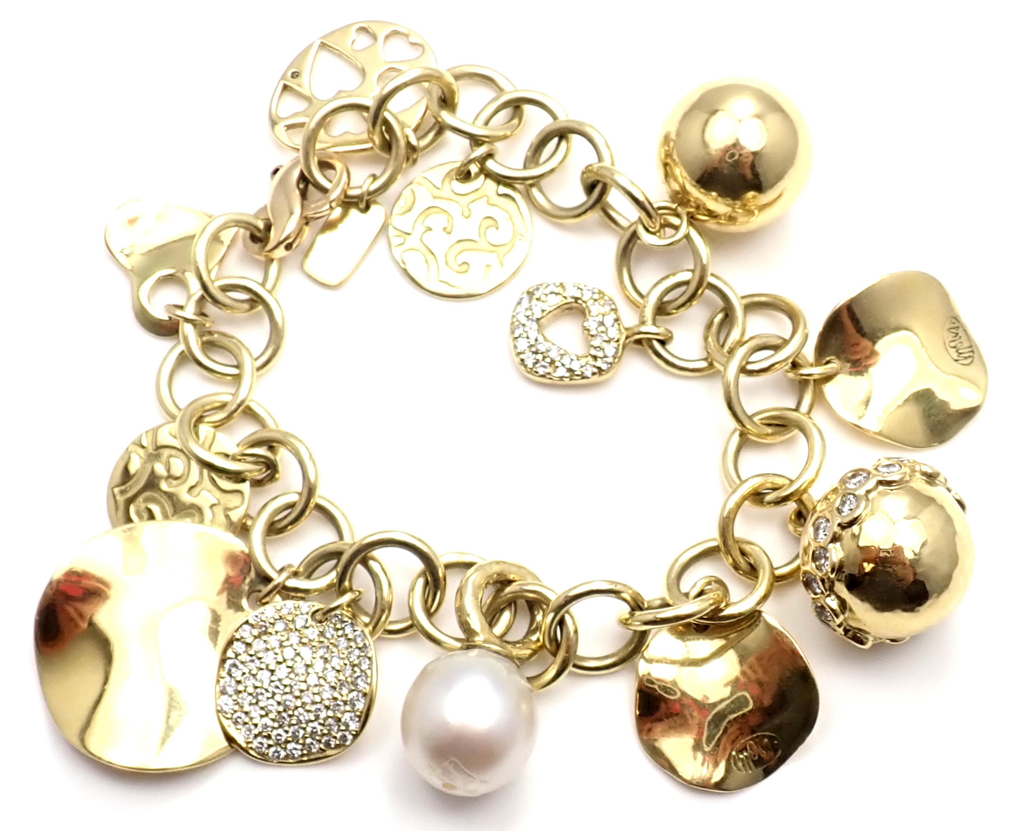 Ippolita Diamond 12 Charm Yellow Gold Link Bracelet 2