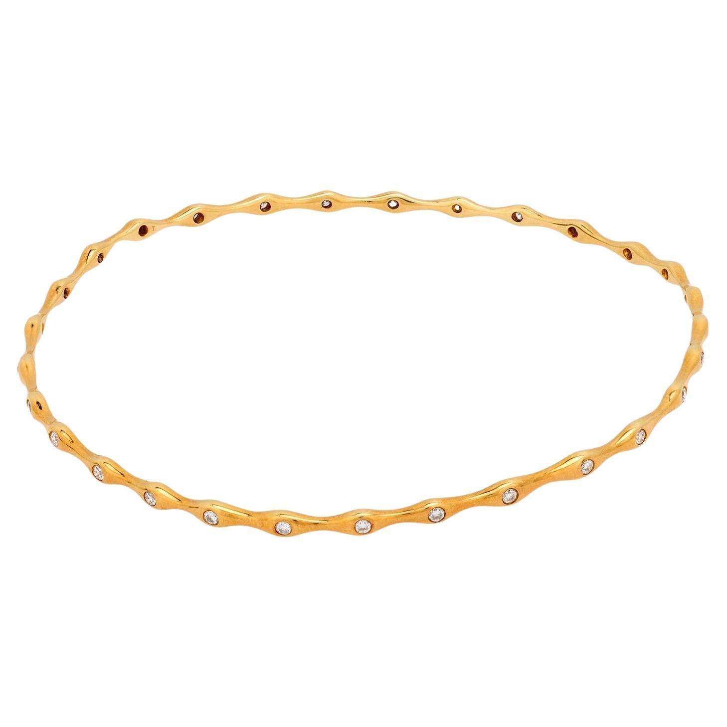 Ippolita diamond 18k yellow gold bangle